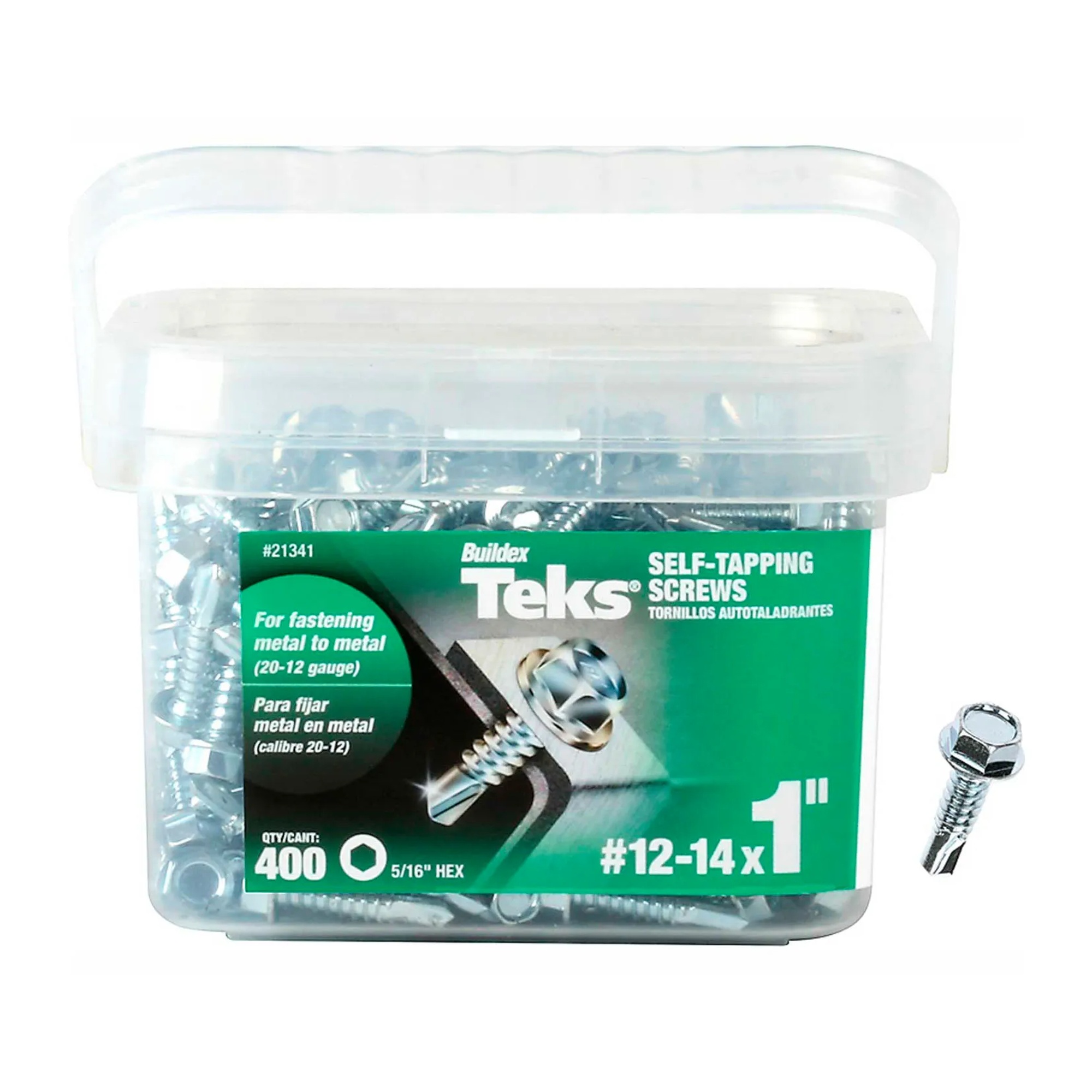 #12-14 x 1 in. Silver Hex Head Drill Point Screws, 400-Pack