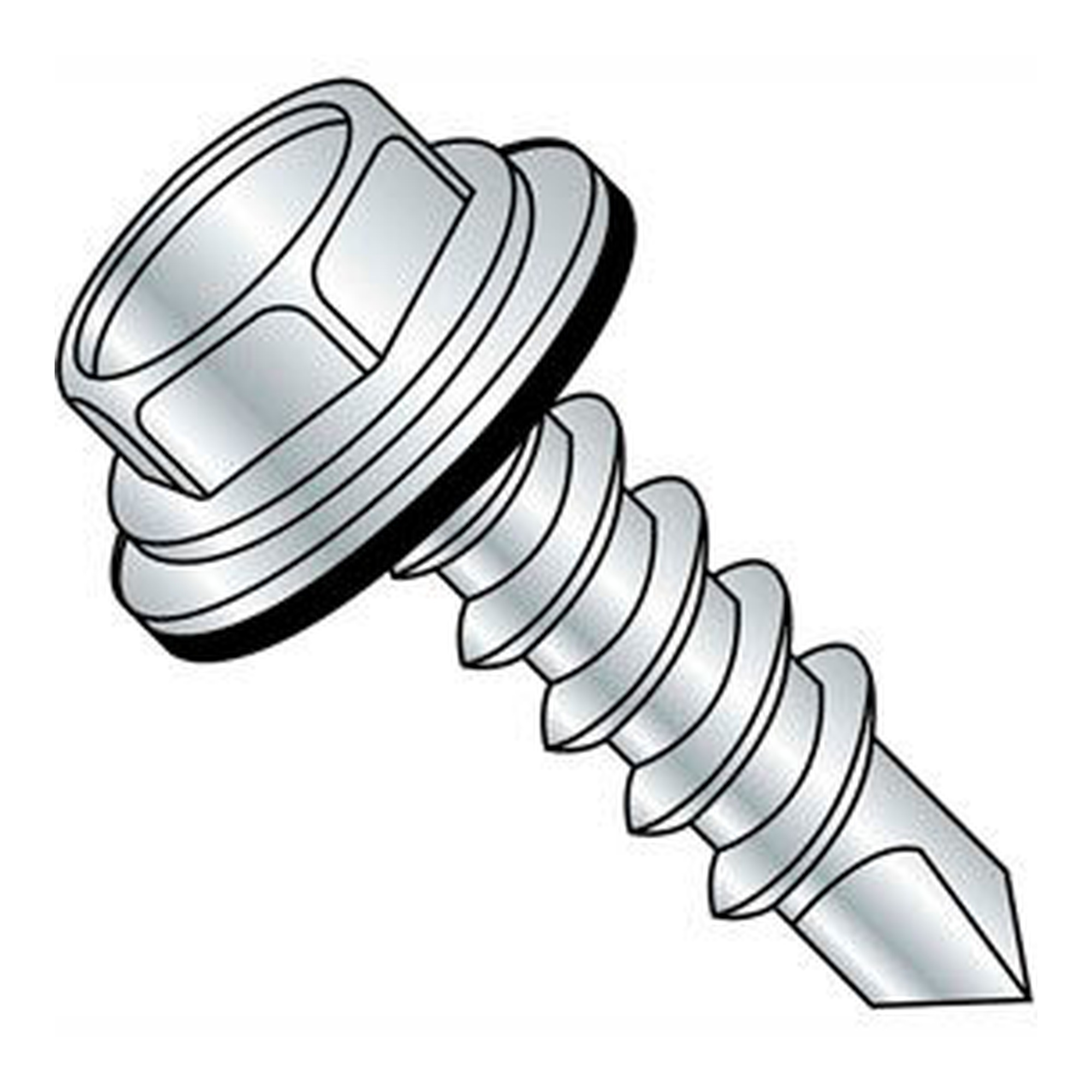 #12 x 1 in. Self-Drilling Hex Washer Head Screws, Zinc-Plated Steel, 100-Pack