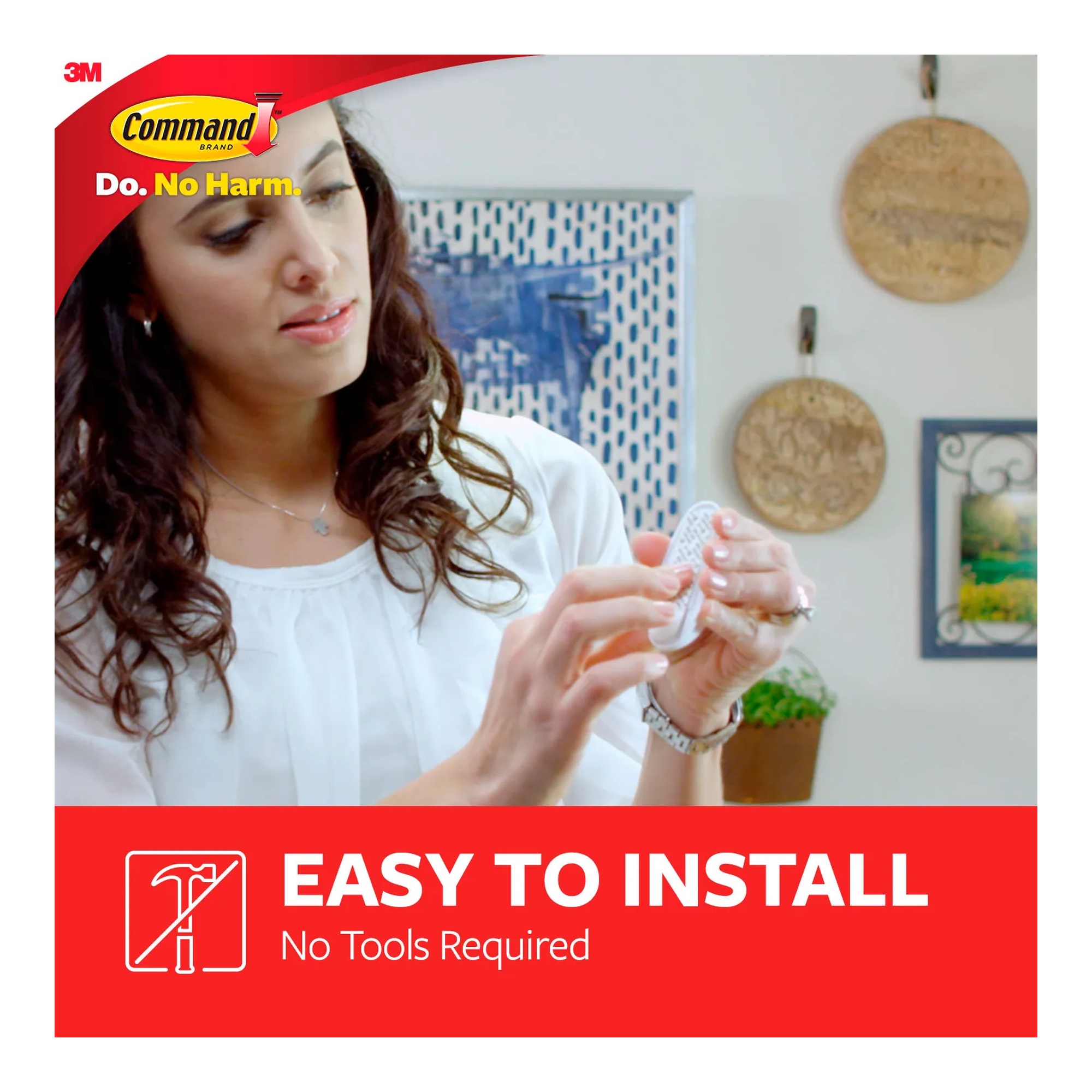 Six-pack of medium white adhesive utility hooks
