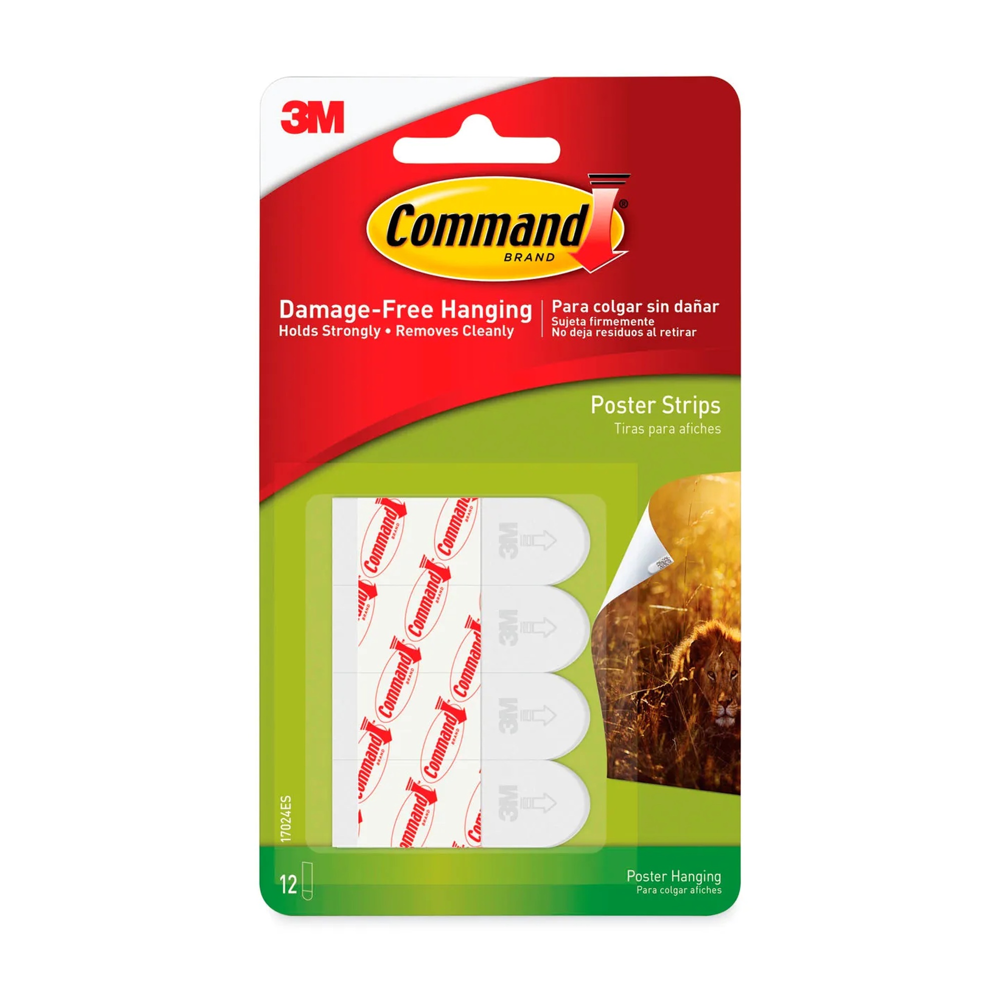 Removable Poster Hanging Strips, White, 12-Pack