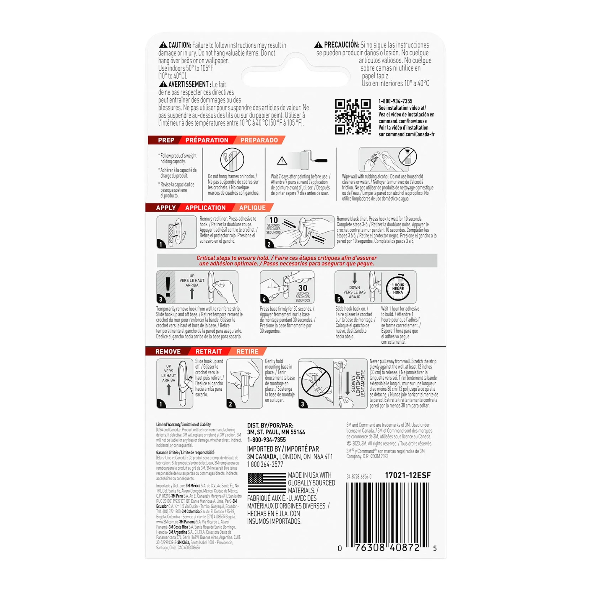 Medium white indoor hook replacement strips, 12-pack