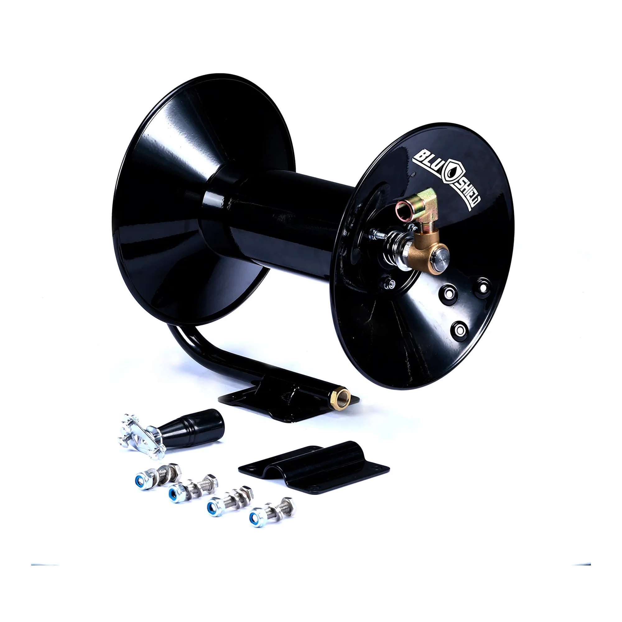 Steel Manual Pressure Washer Hose Reel, 100-Foot Capacity, Blue