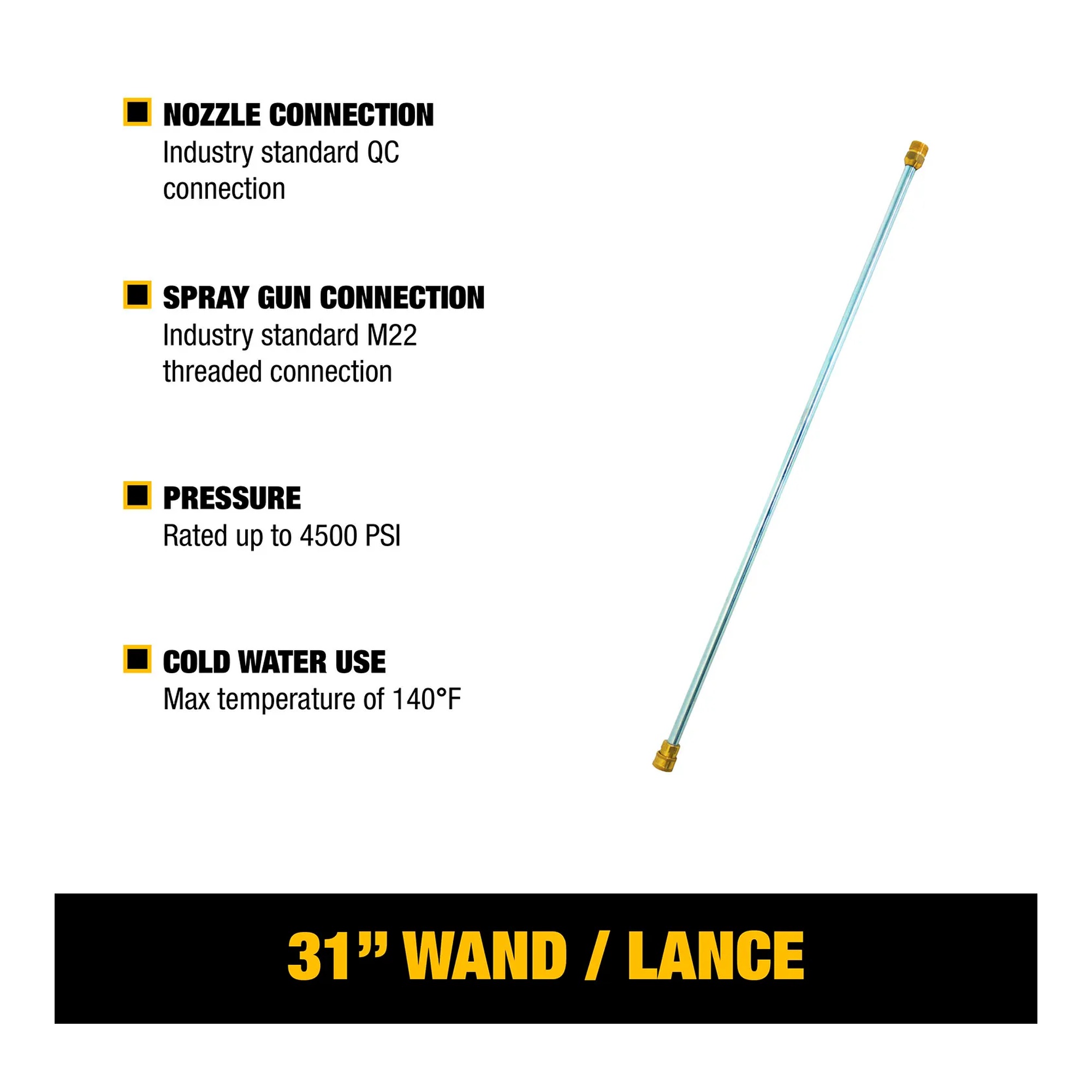 Silver 31-inch universal pressure washer extension spray wand