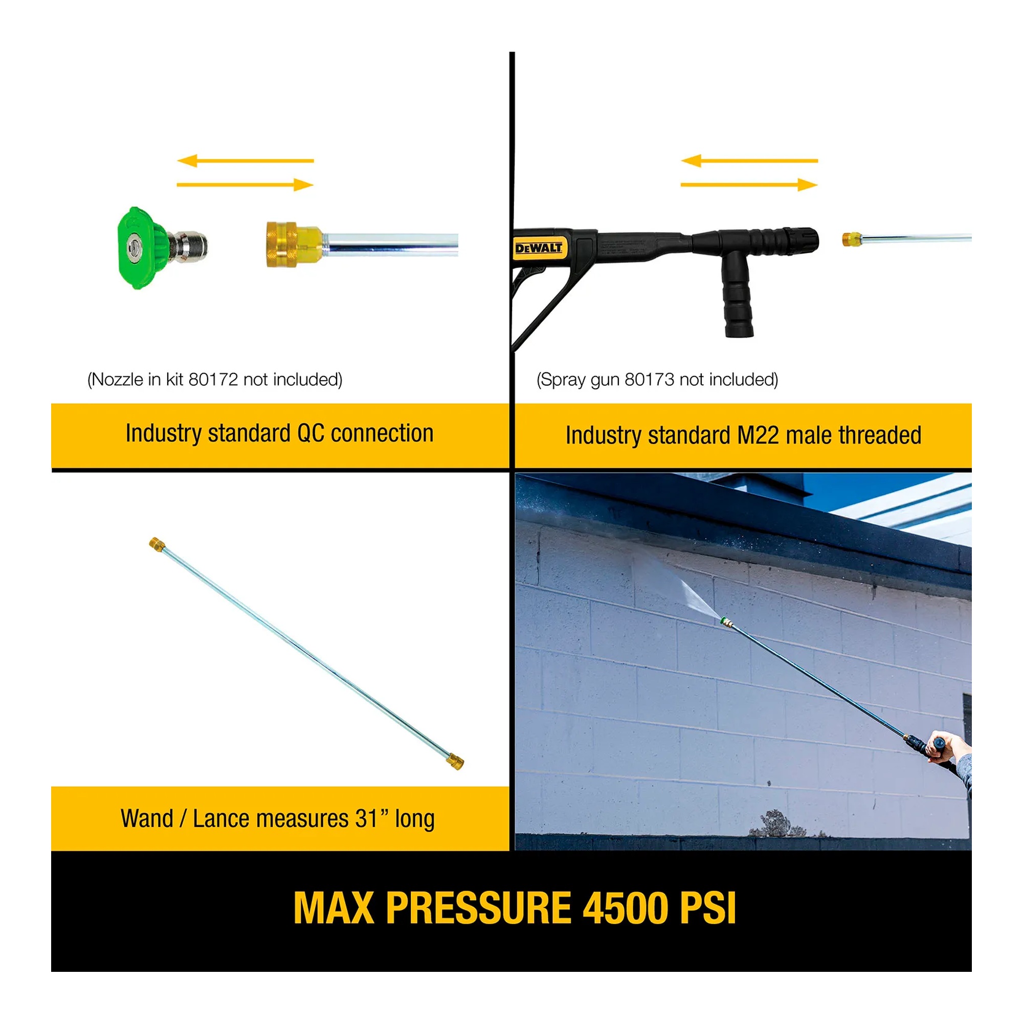 Silver 31-inch universal pressure washer extension spray wand