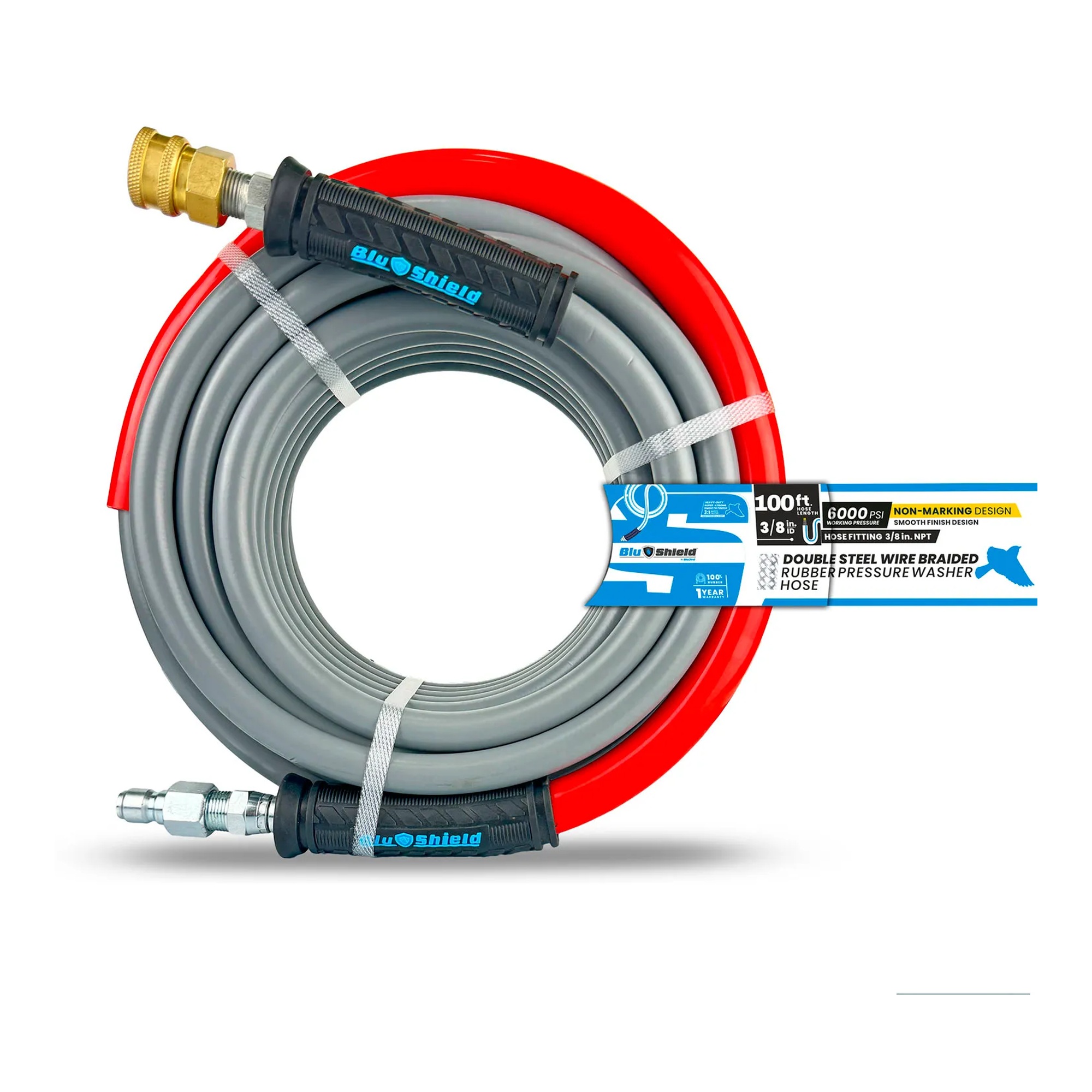 Double-Wire Pressure Washer Hose, 3/8 in. x 100 ft., 6000 PSI