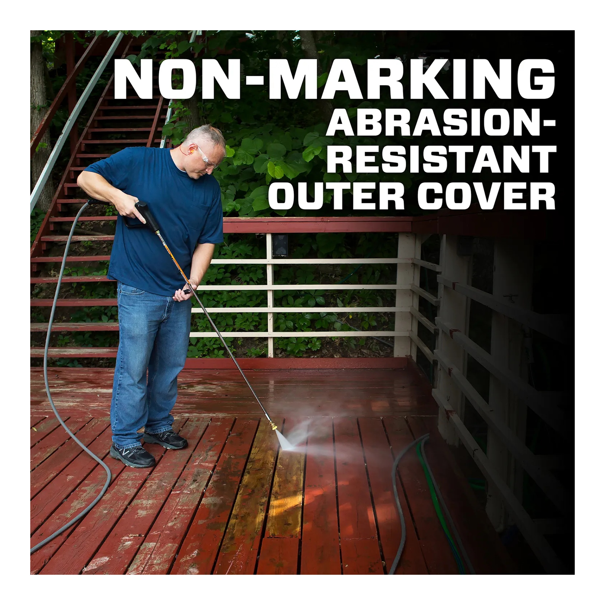 Gray 50-foot pressure washer extension hose with quick couplers
