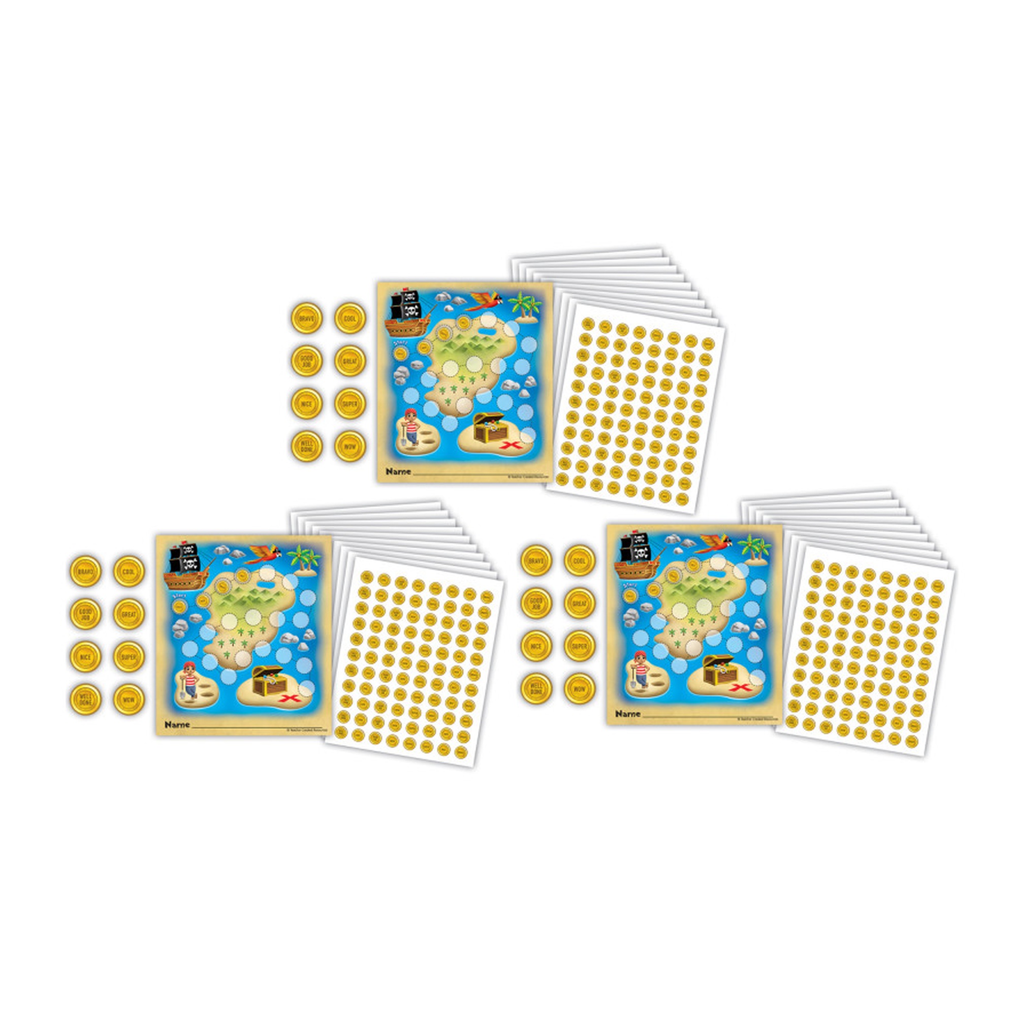 Treasure Hunt Reward Trackers with Mini Stickers, 3 Packs