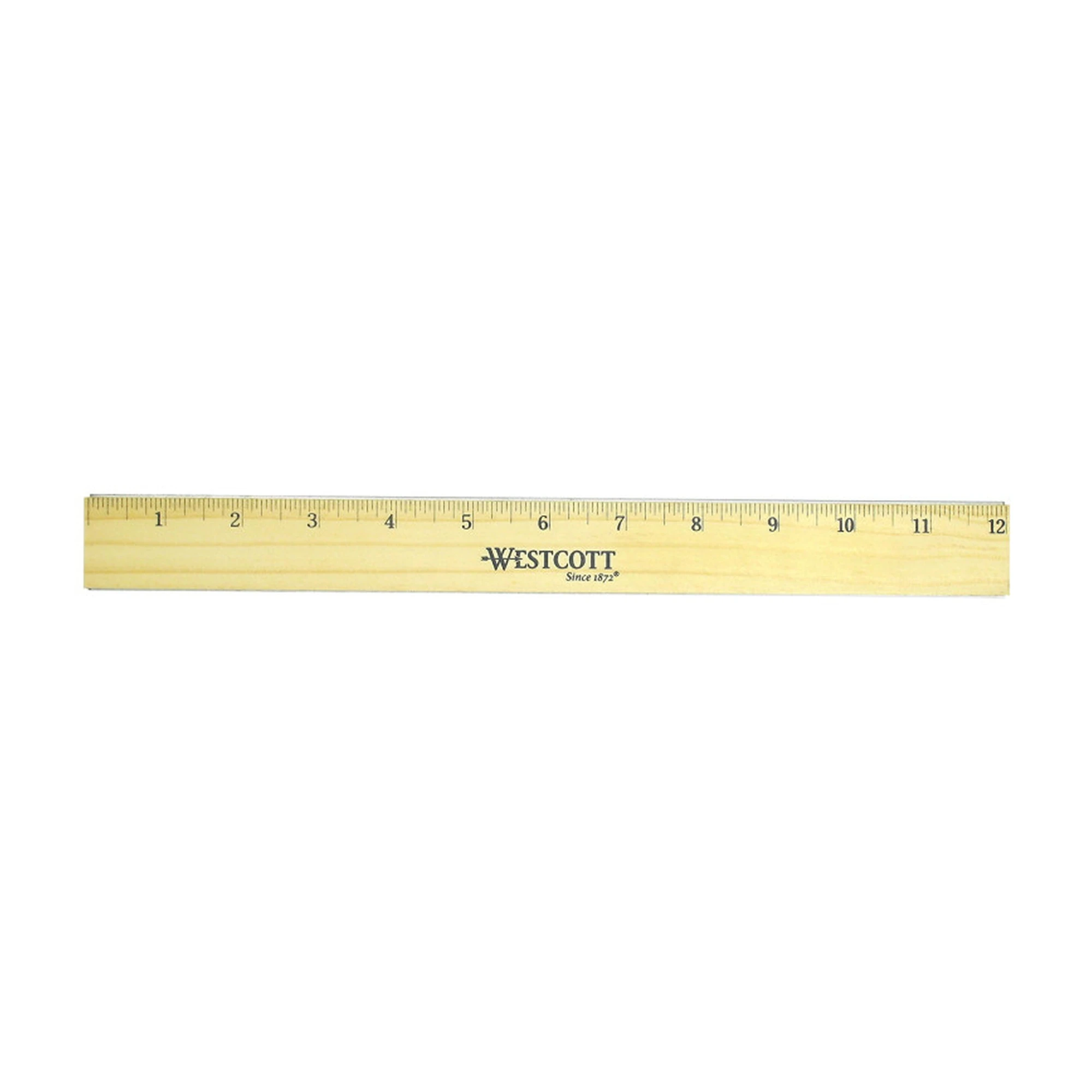12-Inch Wood Ruler with Double Brass Edges