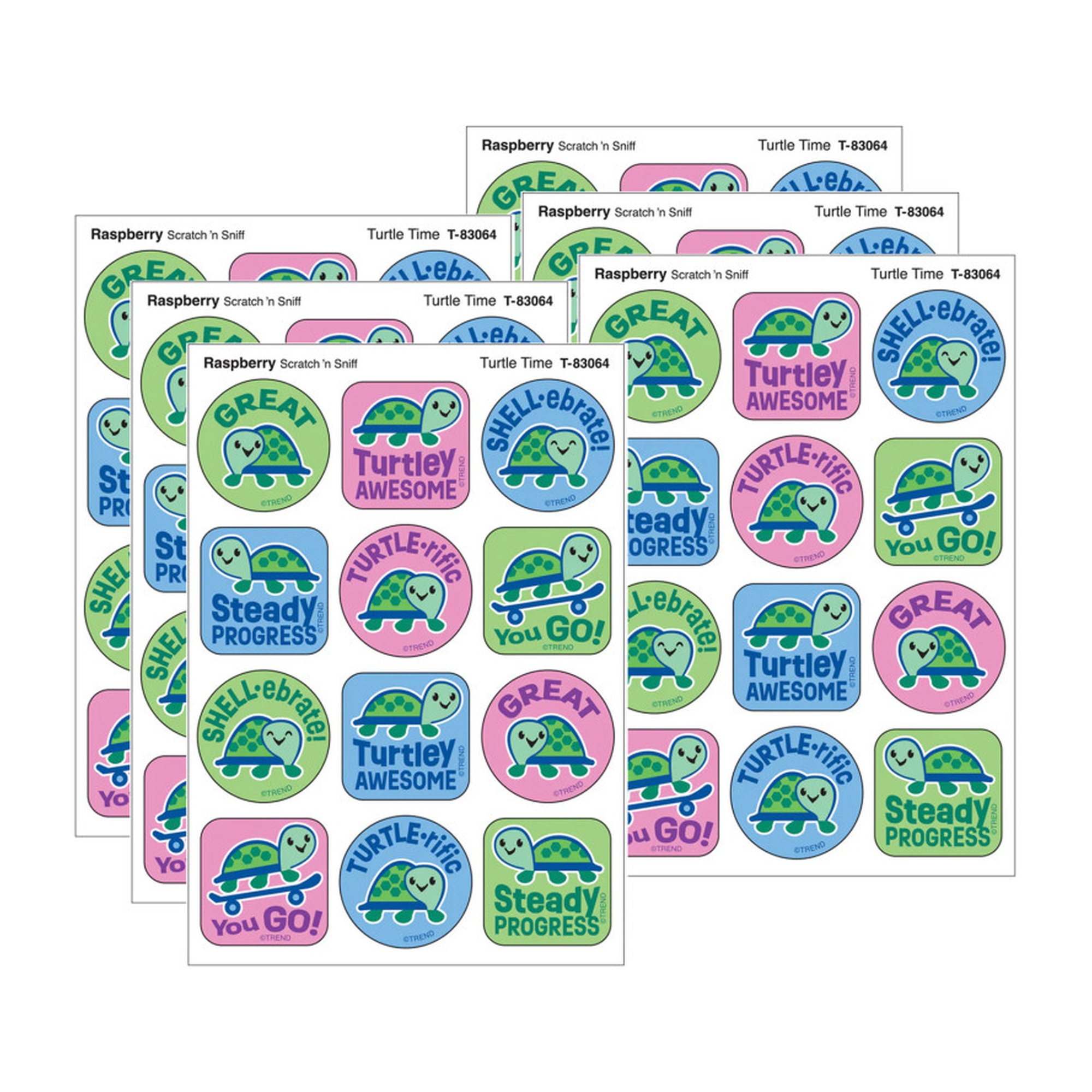 Turtle Time Raspberry Scent Scratch-and-Sniff Stickers, 288 Stickers