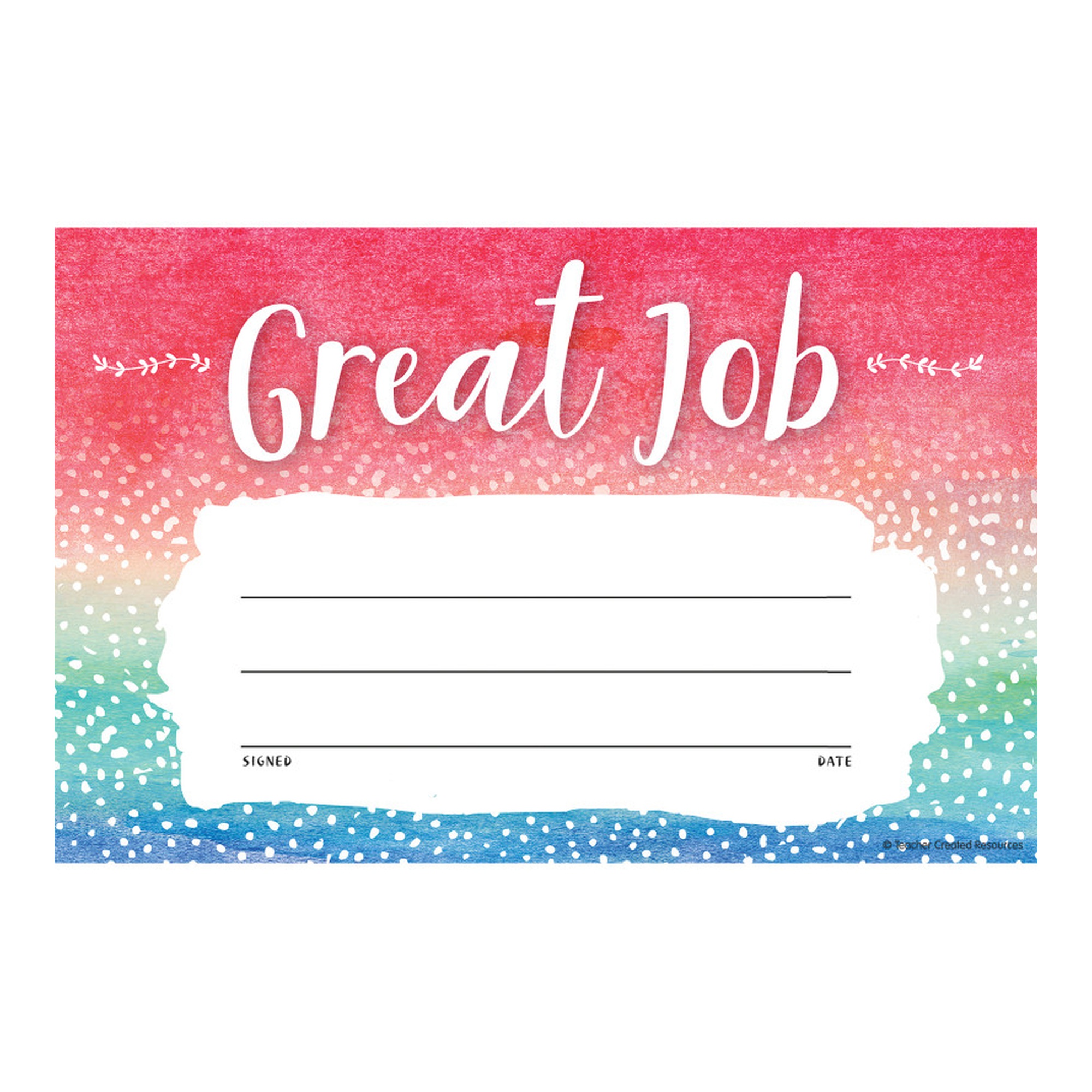 Watercolor Great Job Awards, 25-Pack