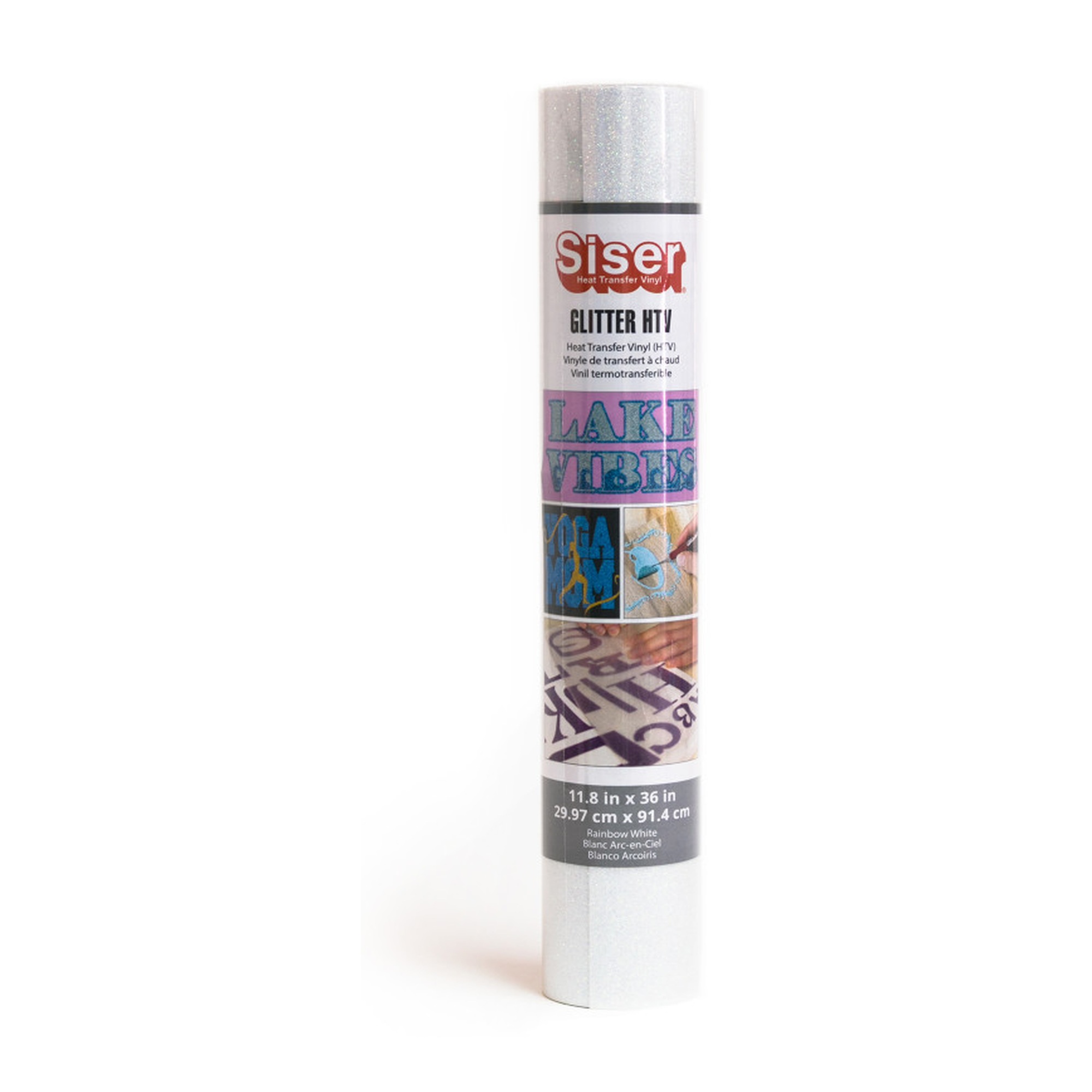 Rainbow White Glitter Heat Transfer Vinyl, 36 in.