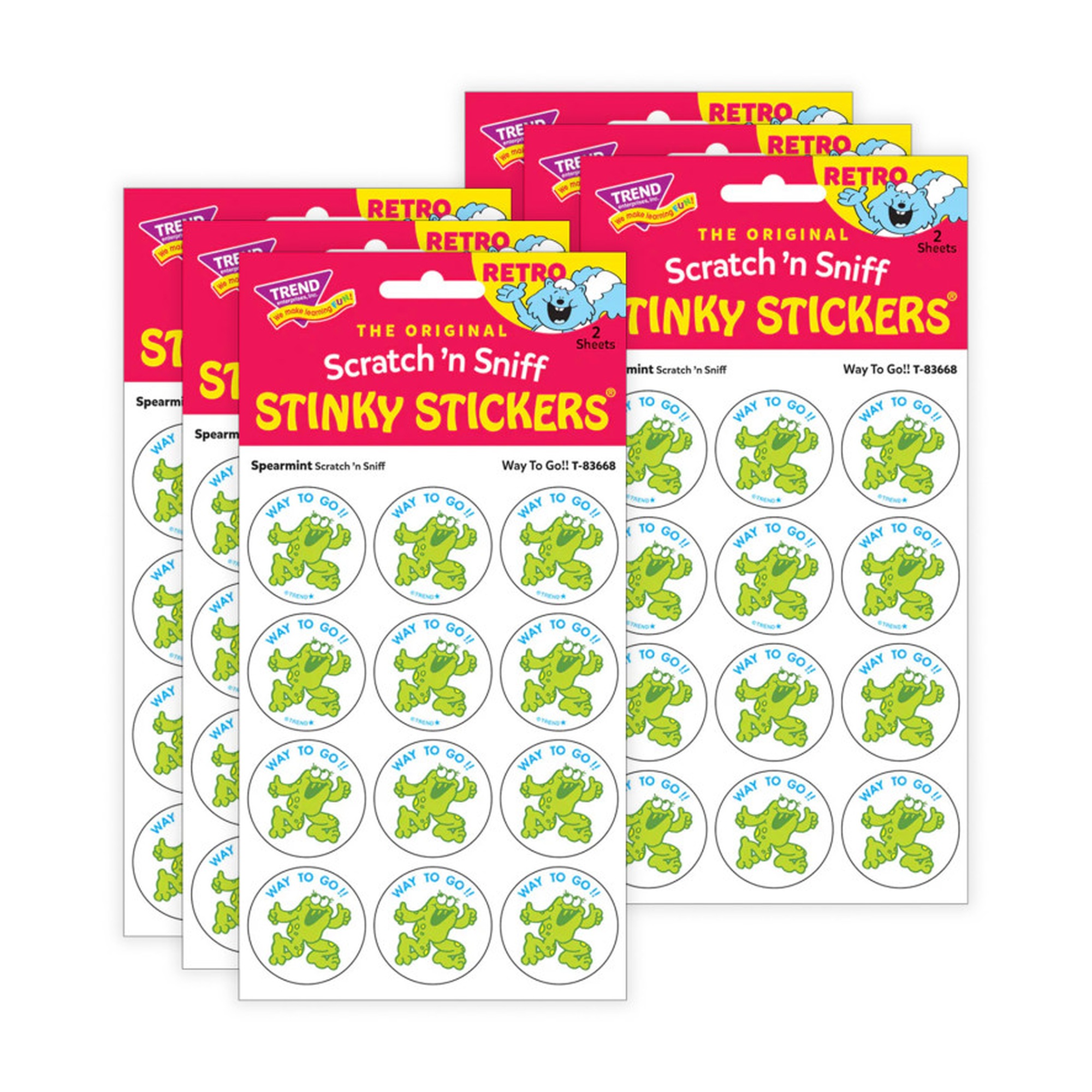 Way to Go! Spearmint-Scented Frog Stickers, 24 per Pack, 6 Packs