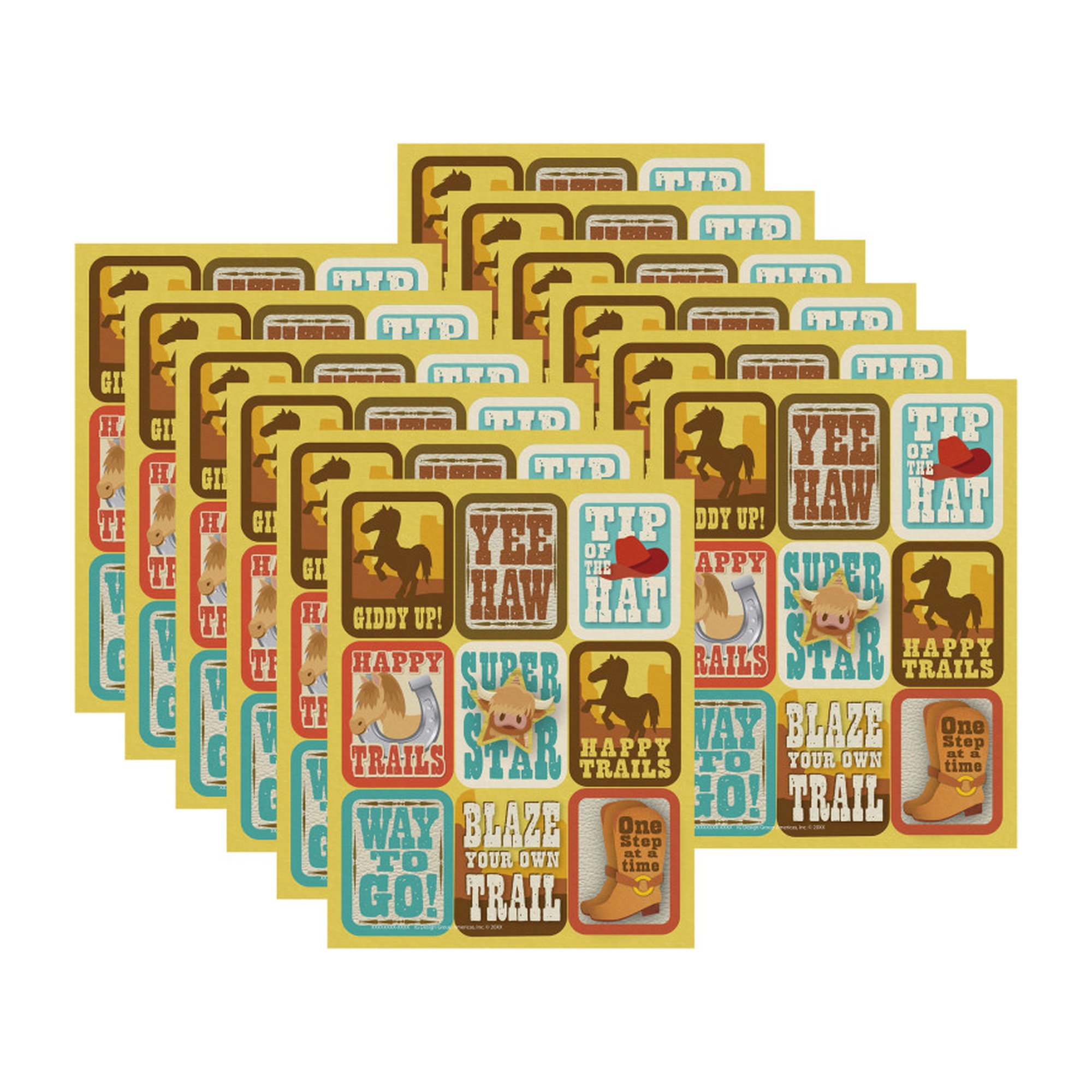 Wild West Giant Motivational Stickers, 36 Stickers per Pack, 12 Packs