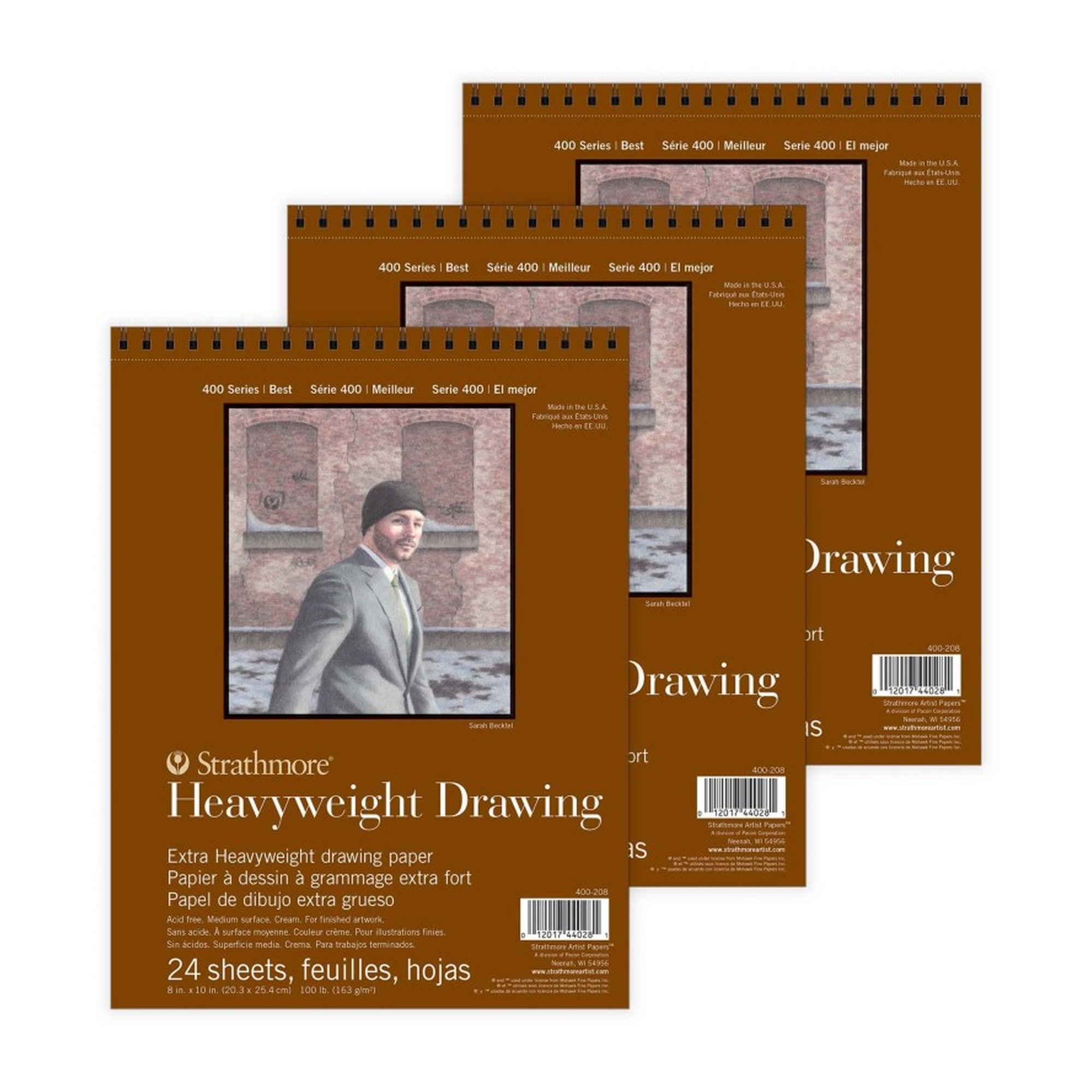 400 Series 8 x 10 Inch Drawing Paper Pad, 24 Sheets, Pack of 3