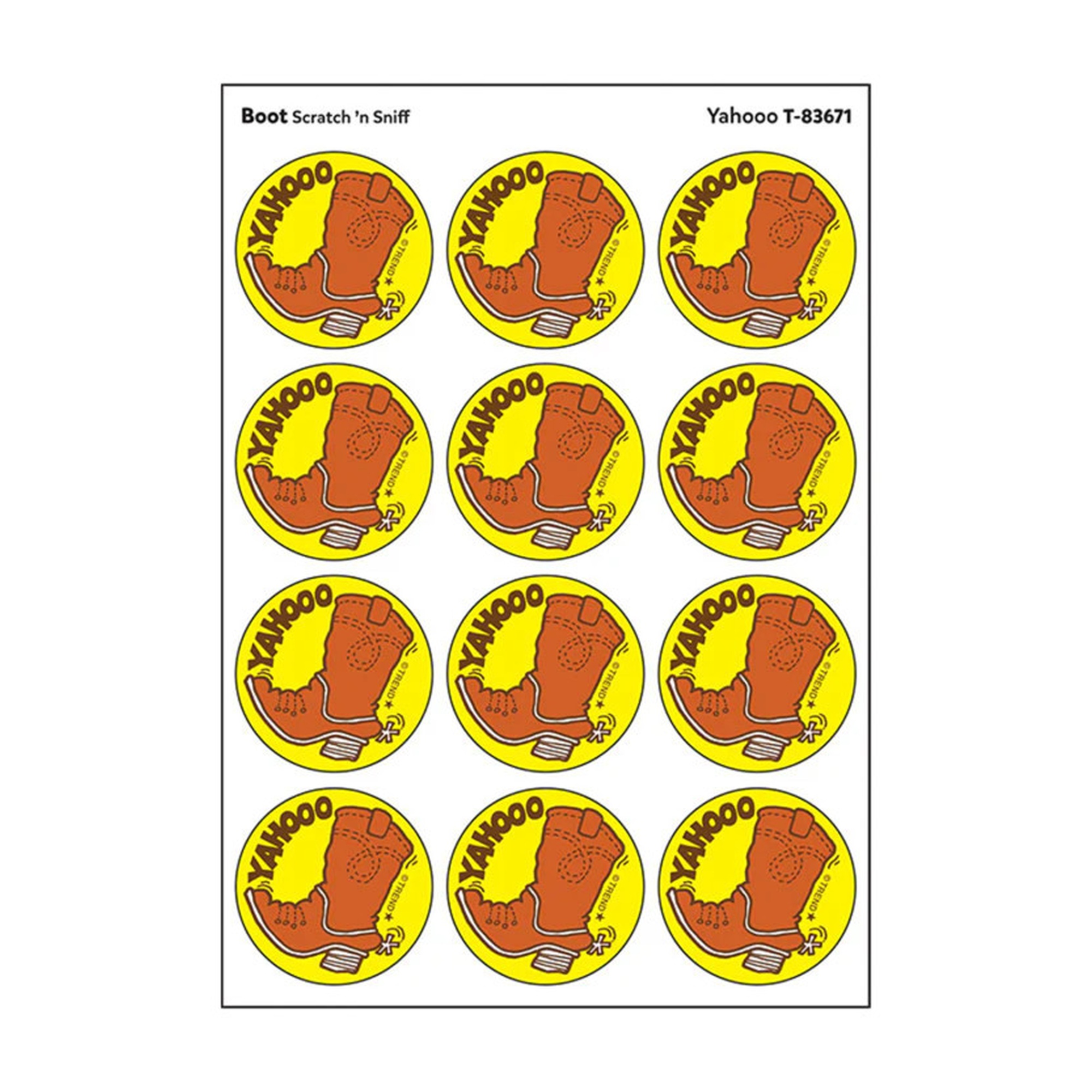 Yahooo Boot-Scent Scratch-and-Sniff Stickers, 24 Count
