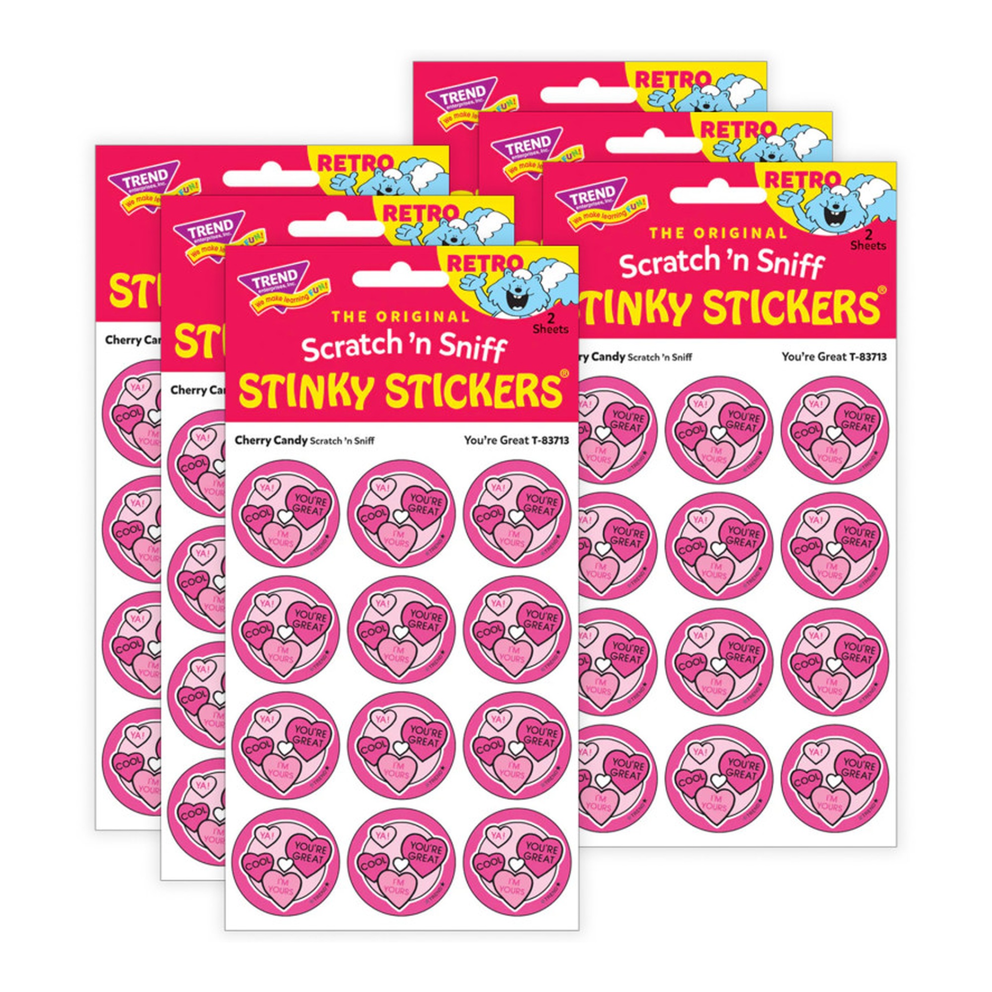 You're Great Cherry Candy-Scented Stickers, 6 Packs