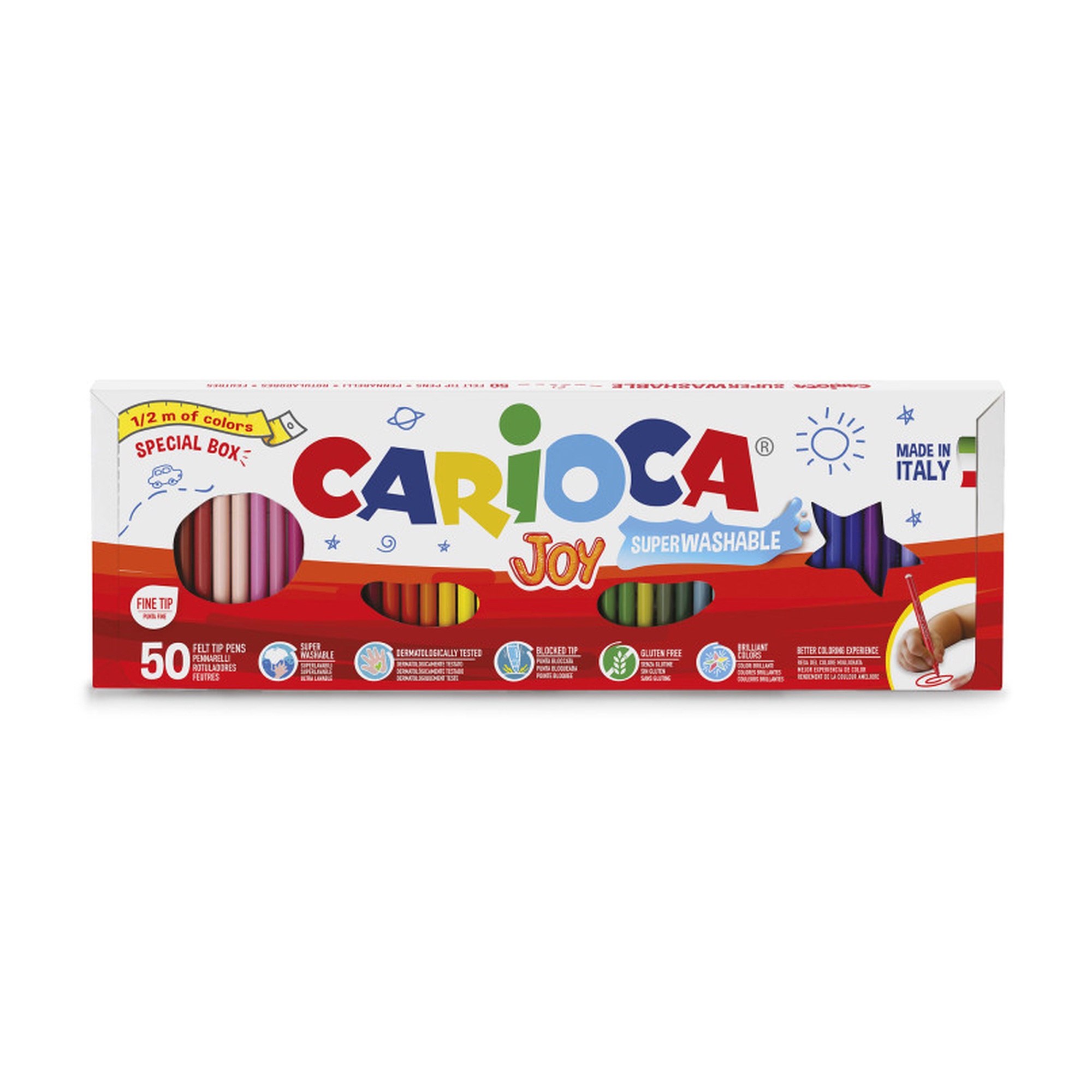 Washable Fine-Tip Felt Pens, 50-Pack