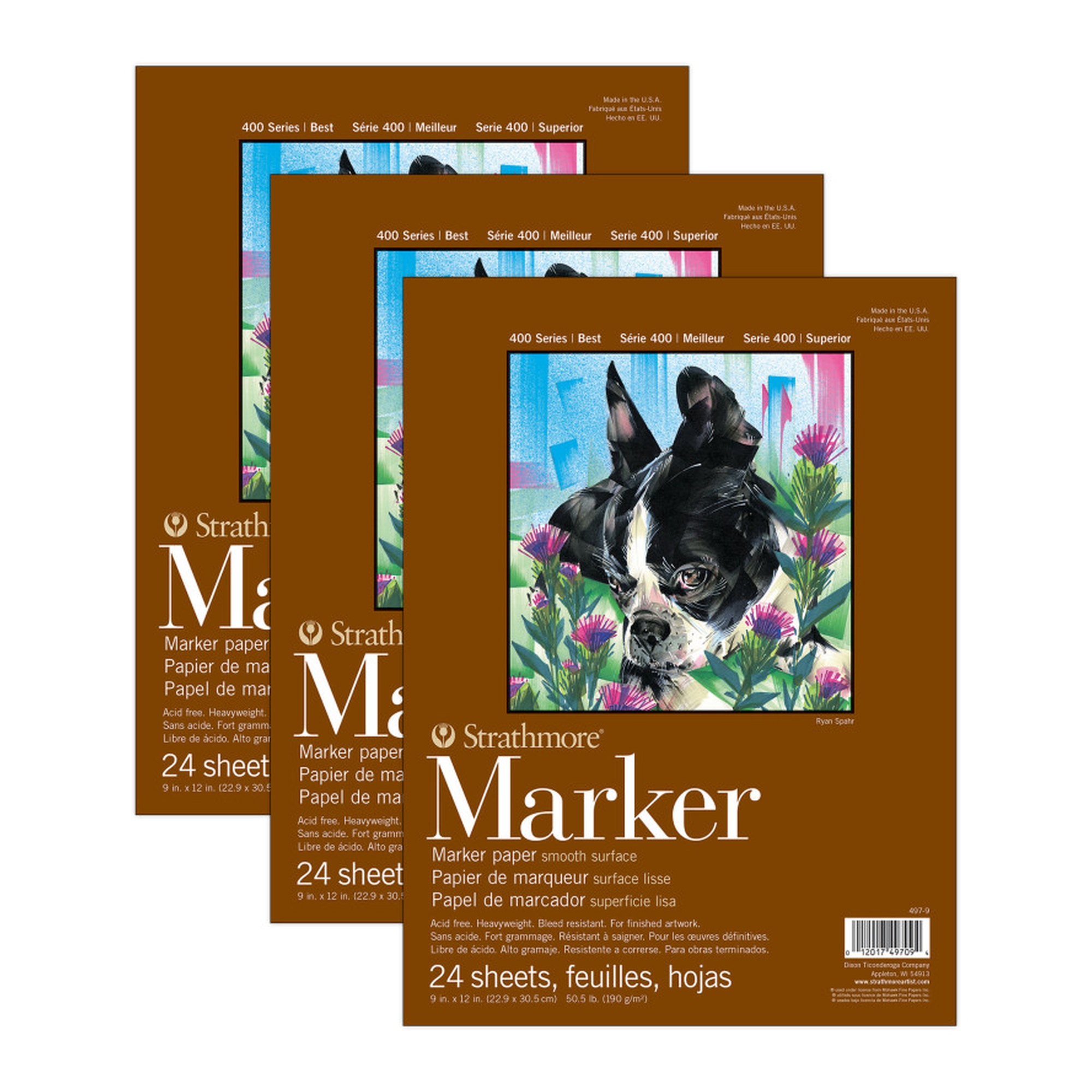 400 Series Marker Pad, 9 x 12 in., 24 Sheets, 3-Pack