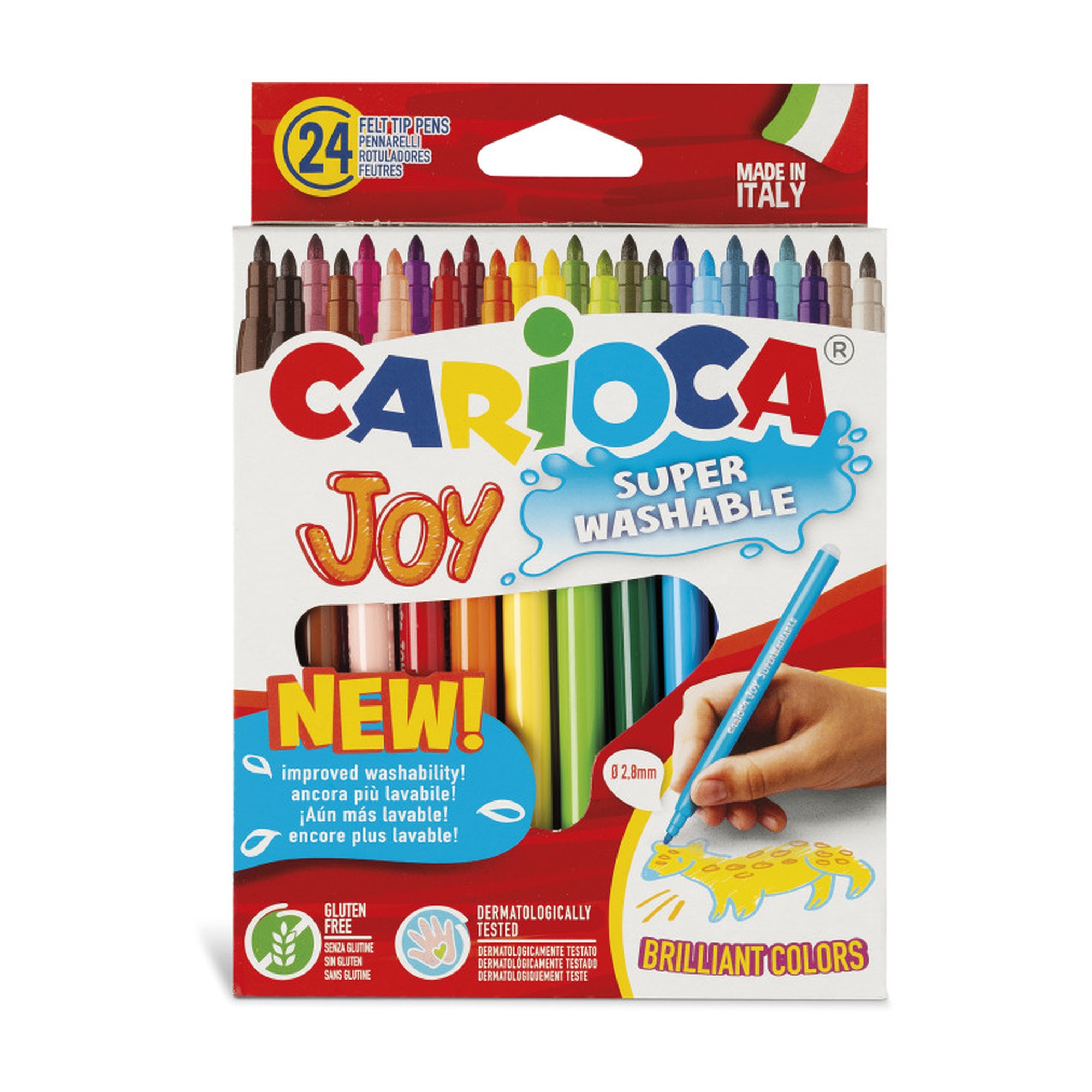 Washable Fine-Tip Felt Pens, Assorted Colors, 24-Pack
