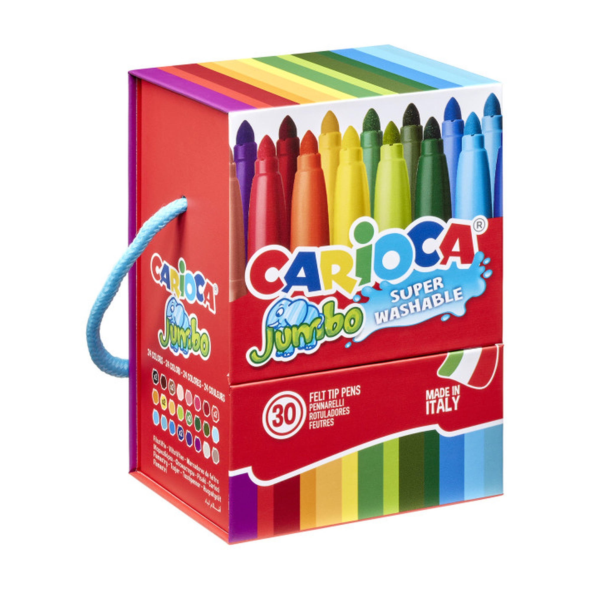 Jumbo Washable Felt Tip Markers, Assorted Colors, 30-Pack