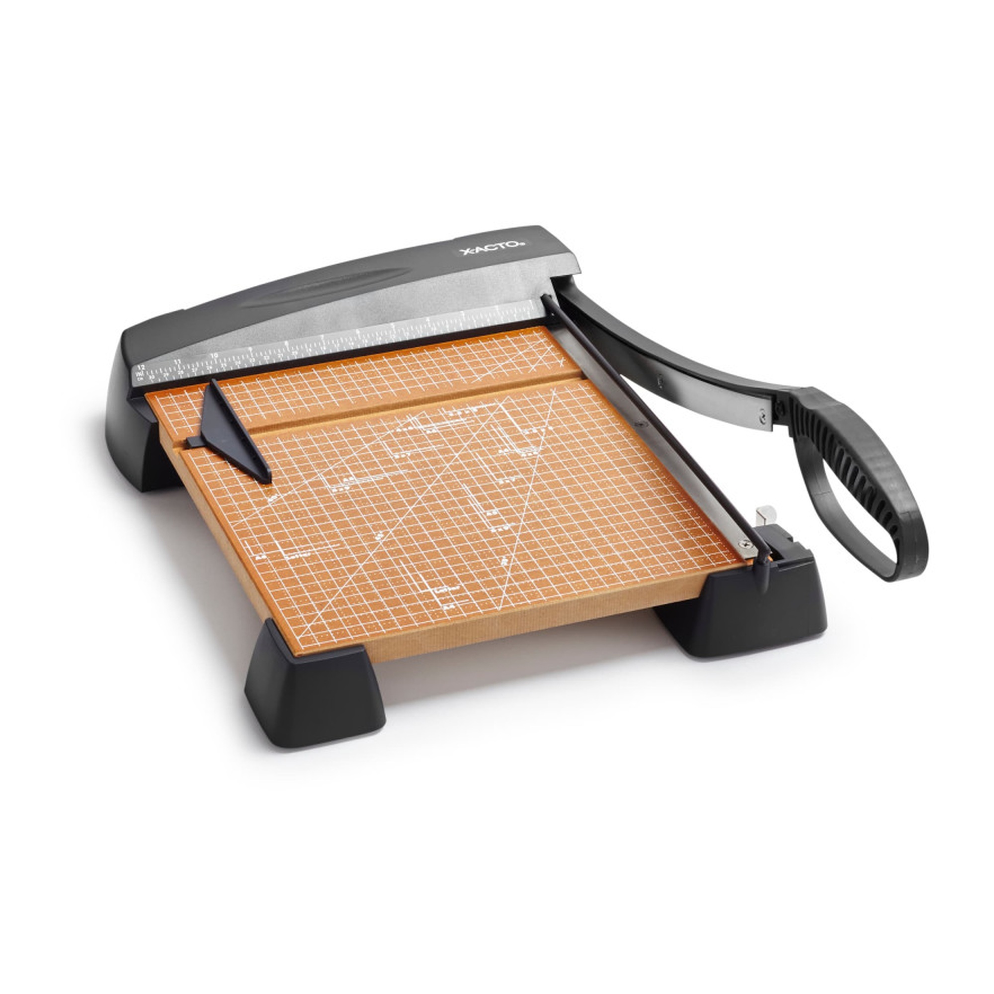 Heavy-Duty Guillotine Paper Trimmer with 12 in. Cut Length and Wood Base