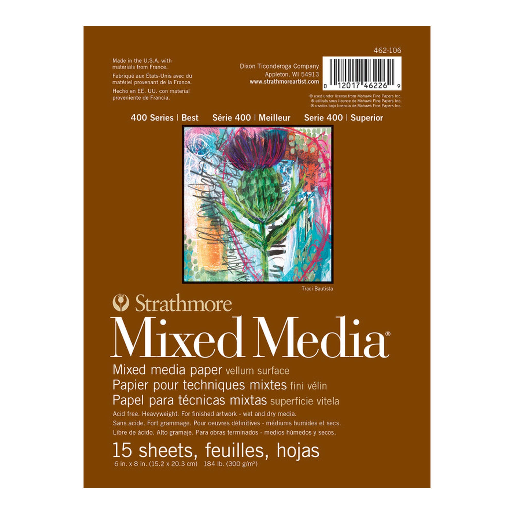 400 Series Mixed Media Paper Pad, 6 x 8 in., 15 Sheets