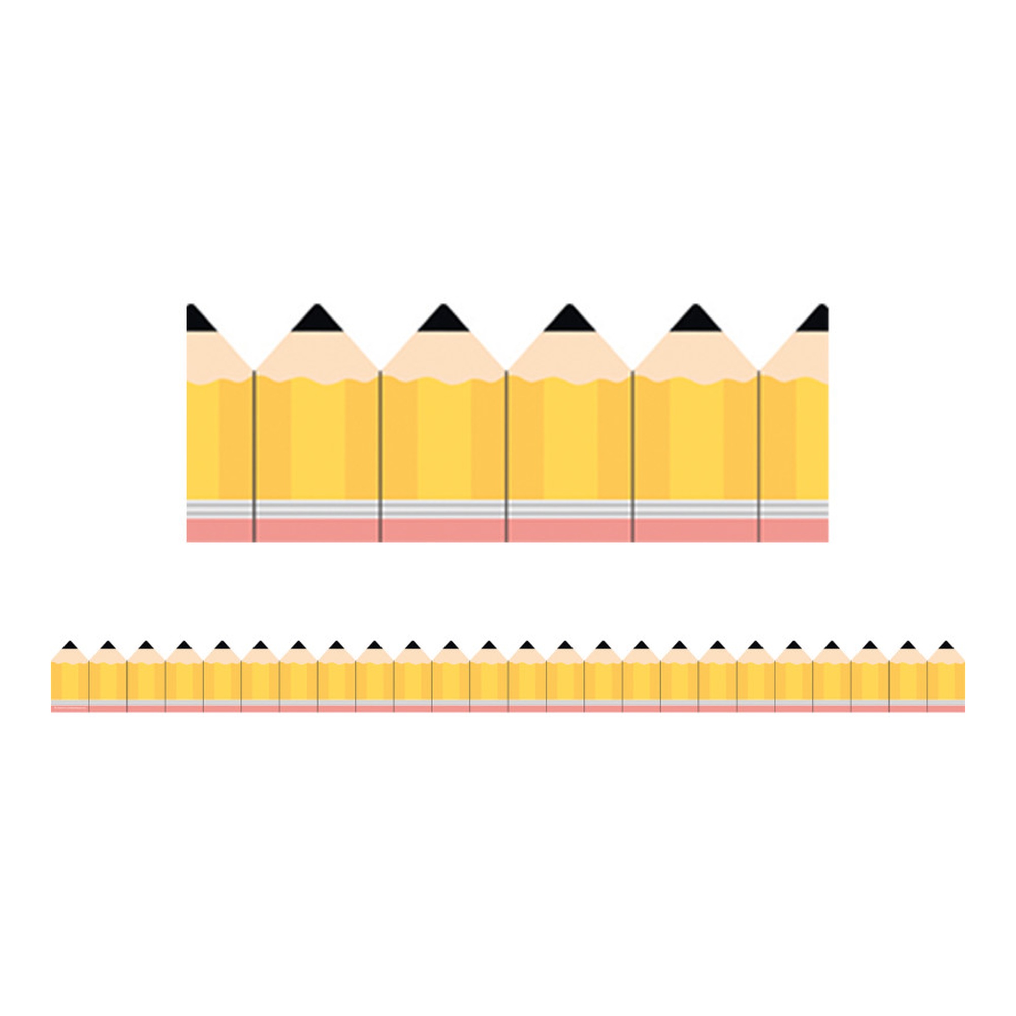 Yellow Pencil Die-Cut Decorative Border Trim, 35 ft