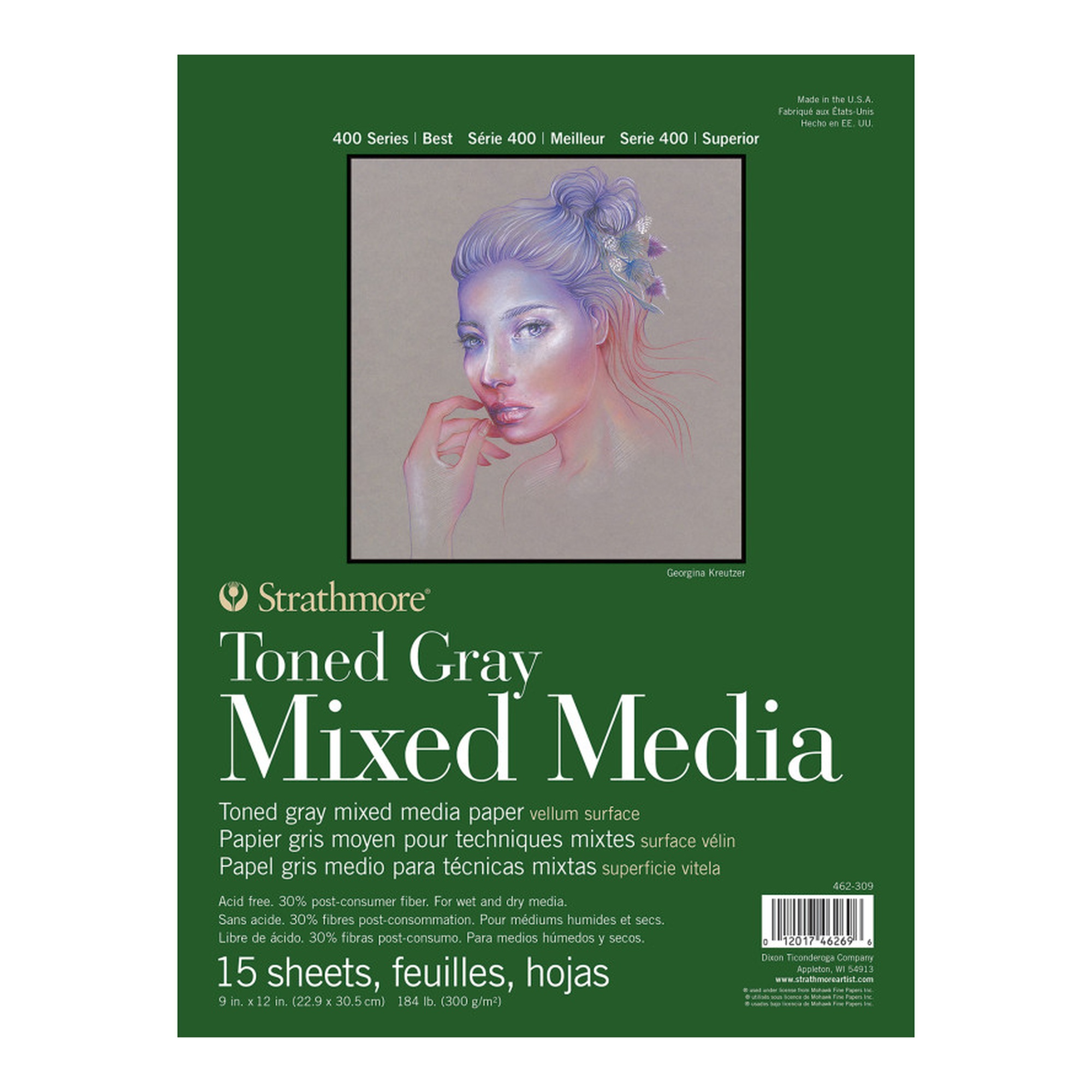 400 Series Toned Gray Mixed Media Pad, 9 x 12 in., 15 Sheets