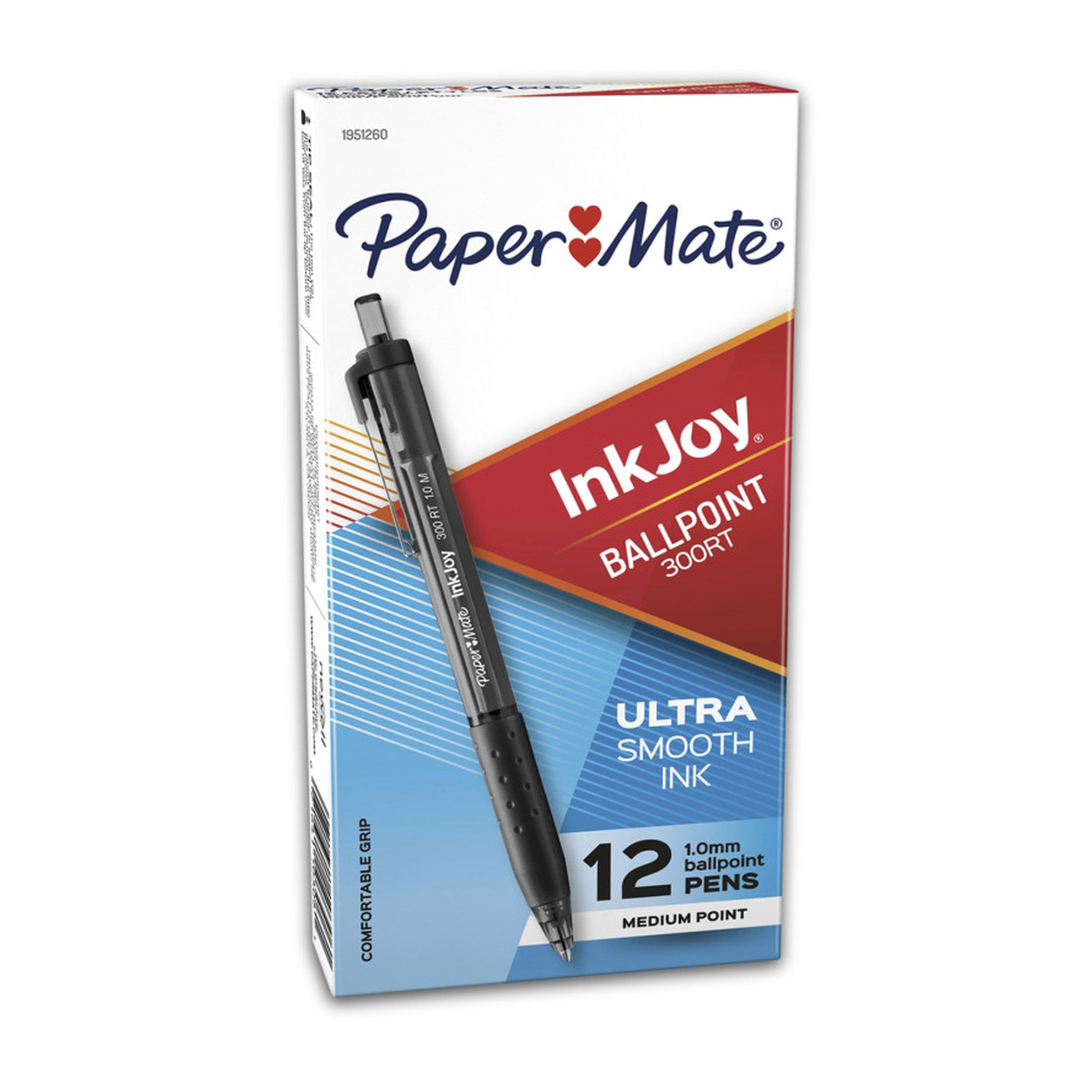 Retractable Ballpoint Pens, 1.0 mm Medium Point, Black, 12-Pack