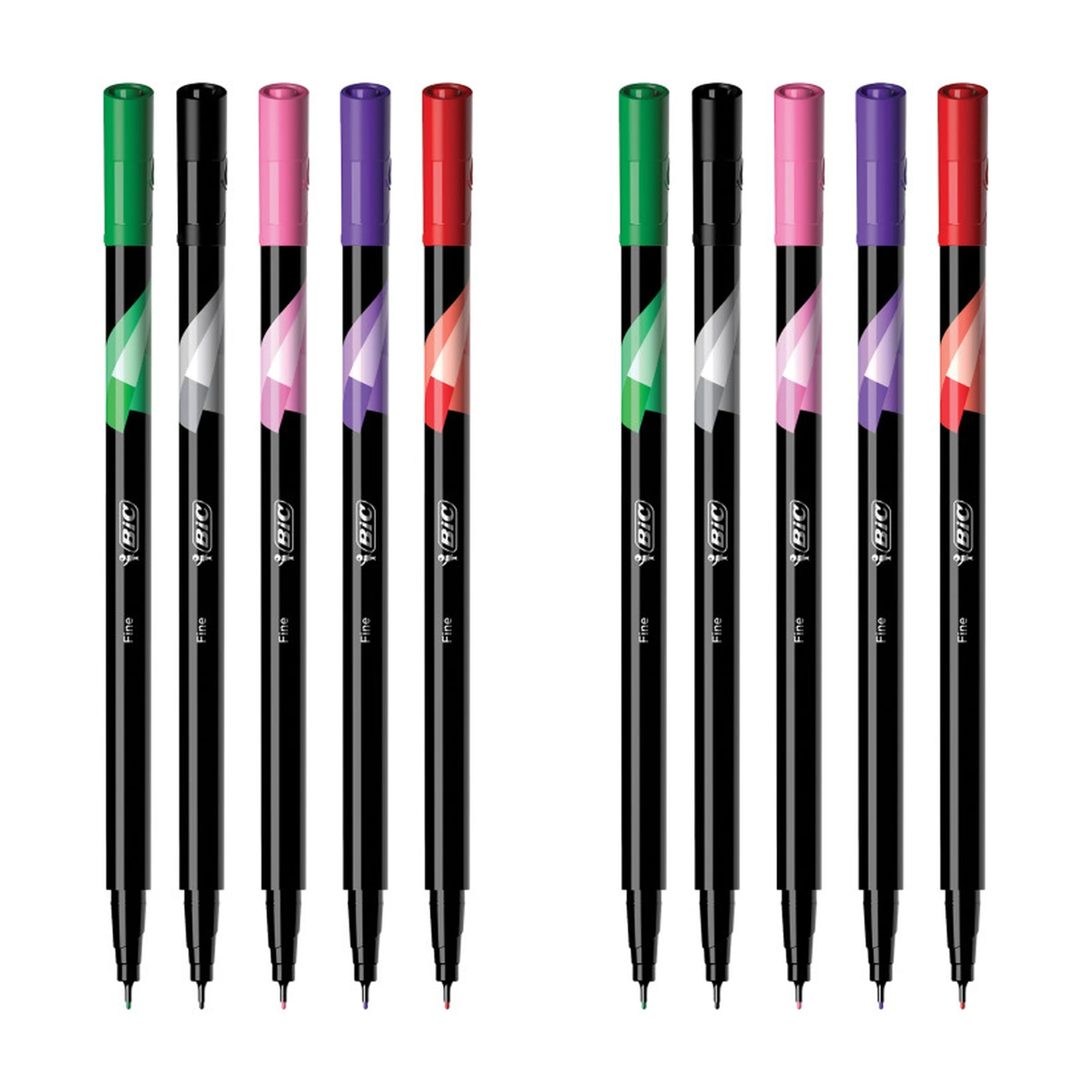 Assorted Color Fineliner Marker Pens, 0.4 mm Fine Tip, 10-Pack