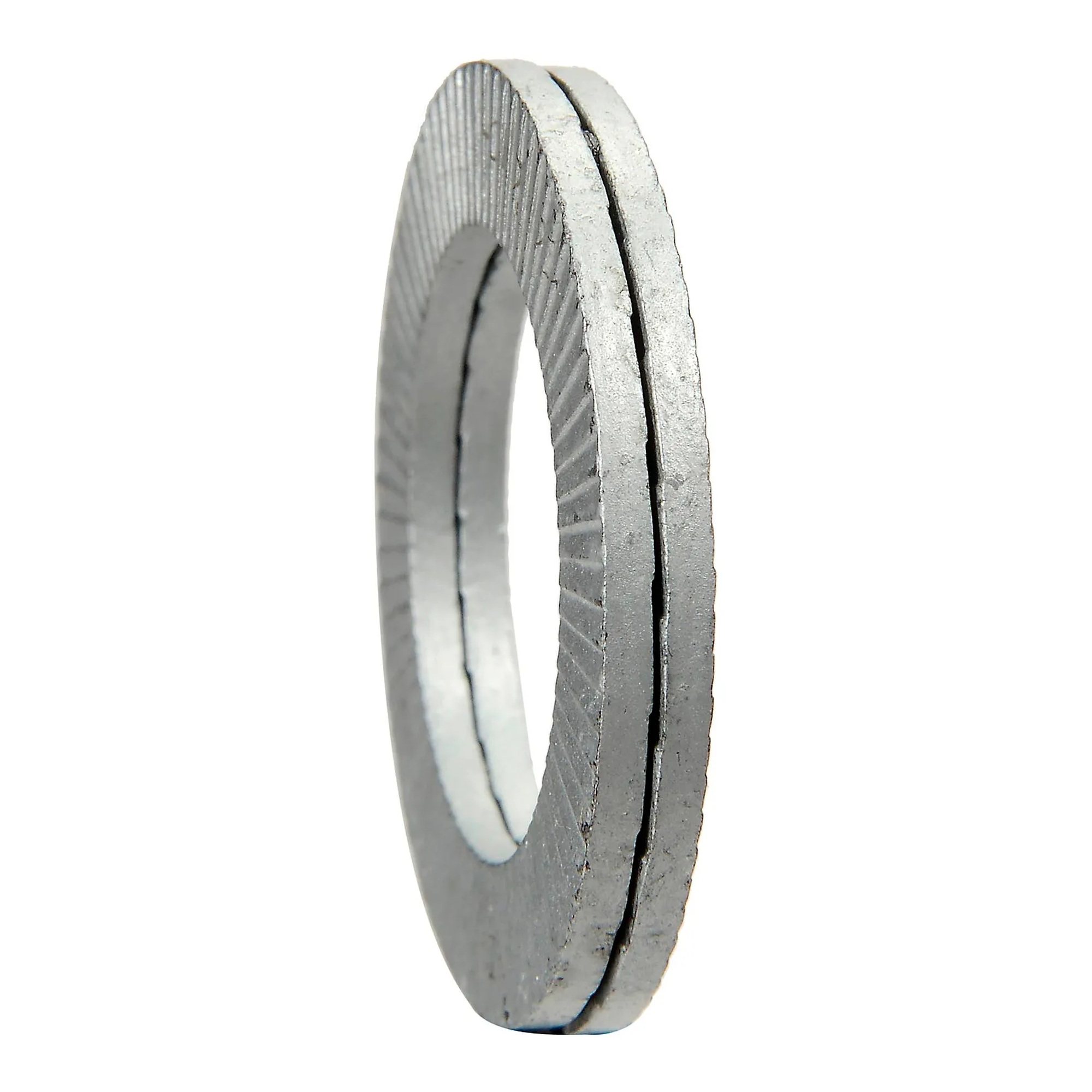 Gray 3/4-inch carbon steel wedge locking washers with zinc flake coating