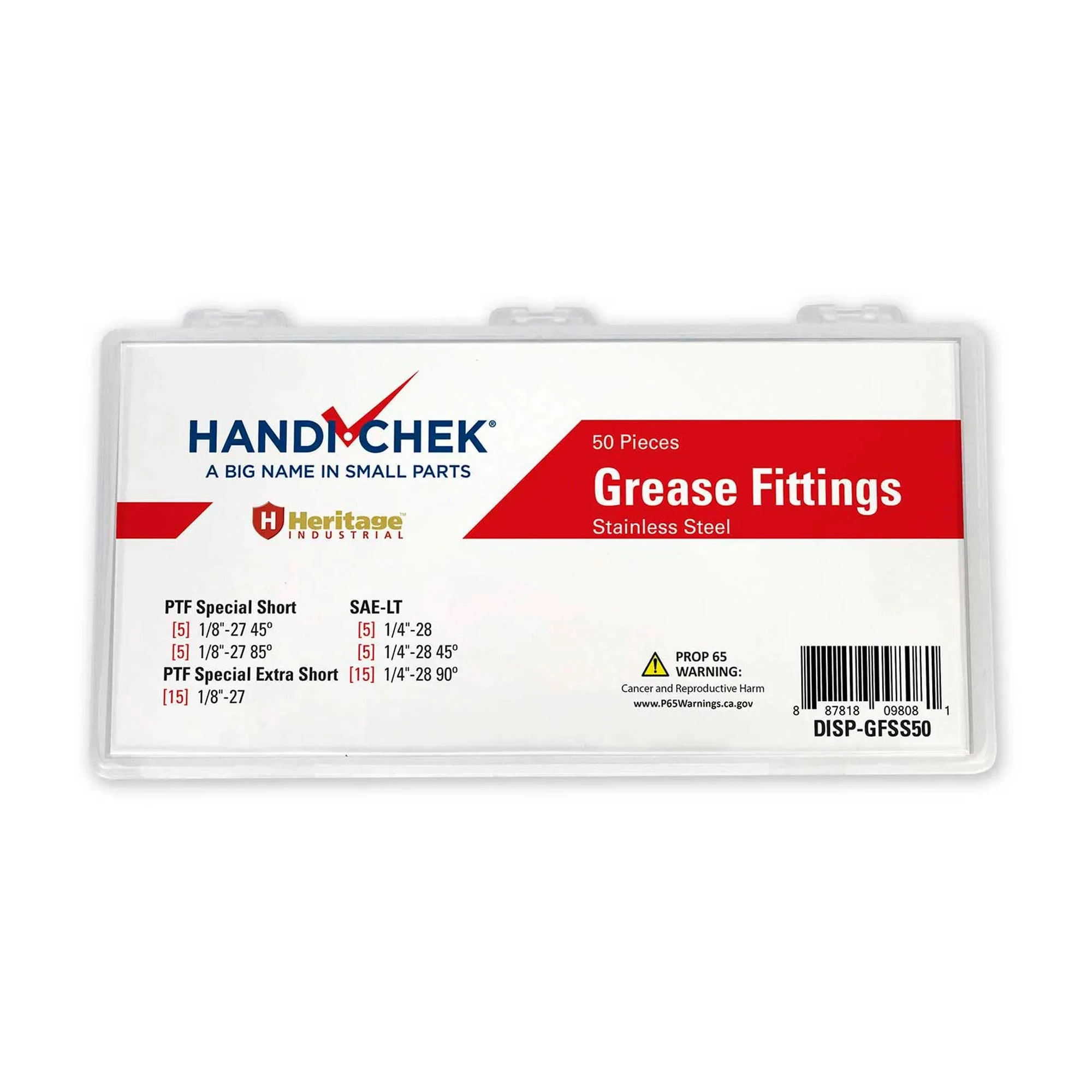 Stainless Steel Grease Fitting Assortment, 50 Pieces