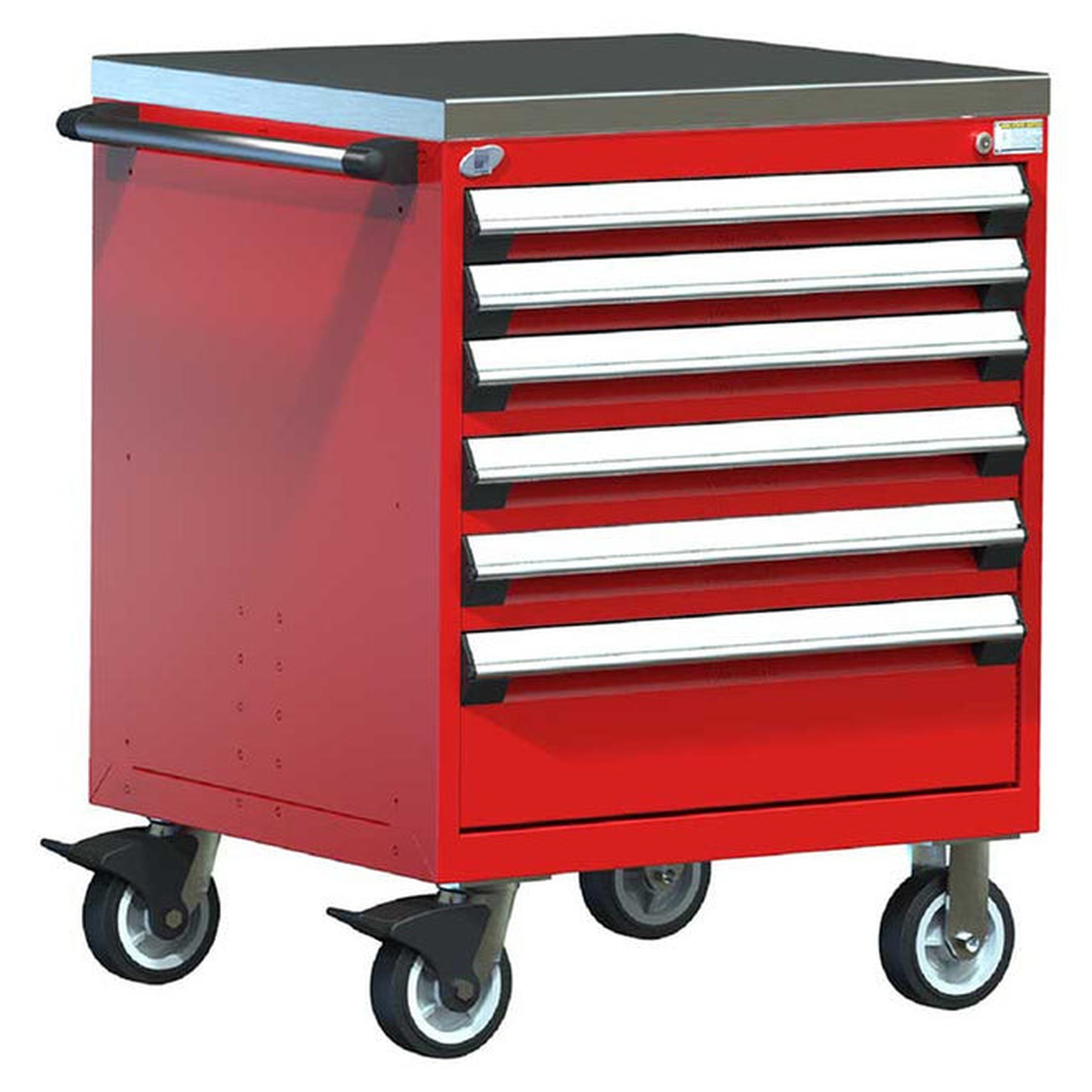 6-Drawer Heavy-Duty Mobile Cabinet, 30"W x 27"D x 39.25"H - With Dividers
