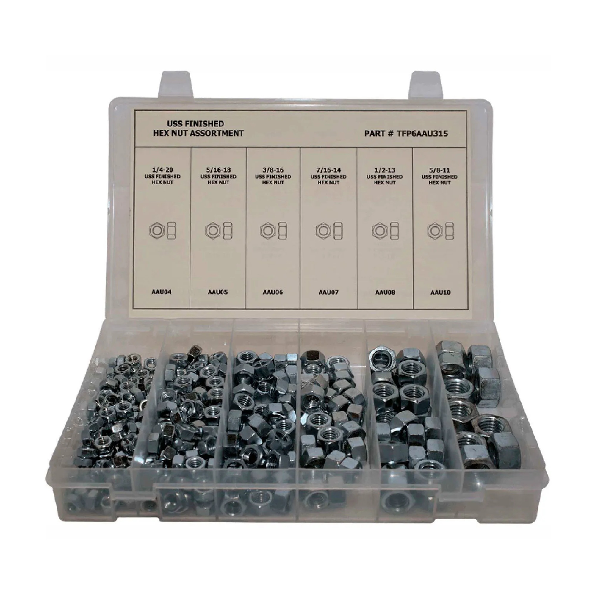 315-Piece Grade 2 Coarse-Thread Finished Hex Nut Assortment