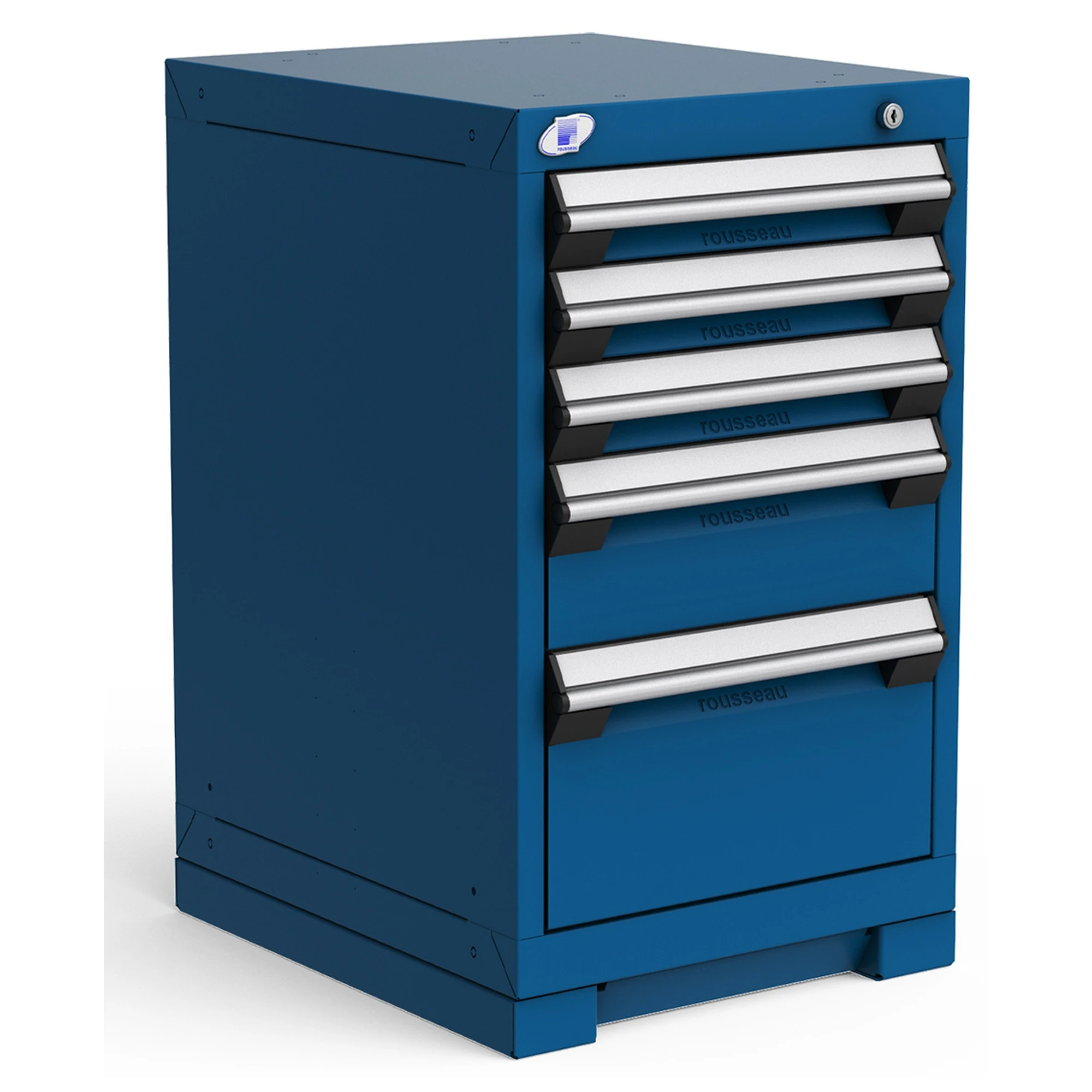 5-Drawer Heavy-Duty Modular Cabinet, 18"W x 21"D x 30"H - With Dividers - Avalanche Blue