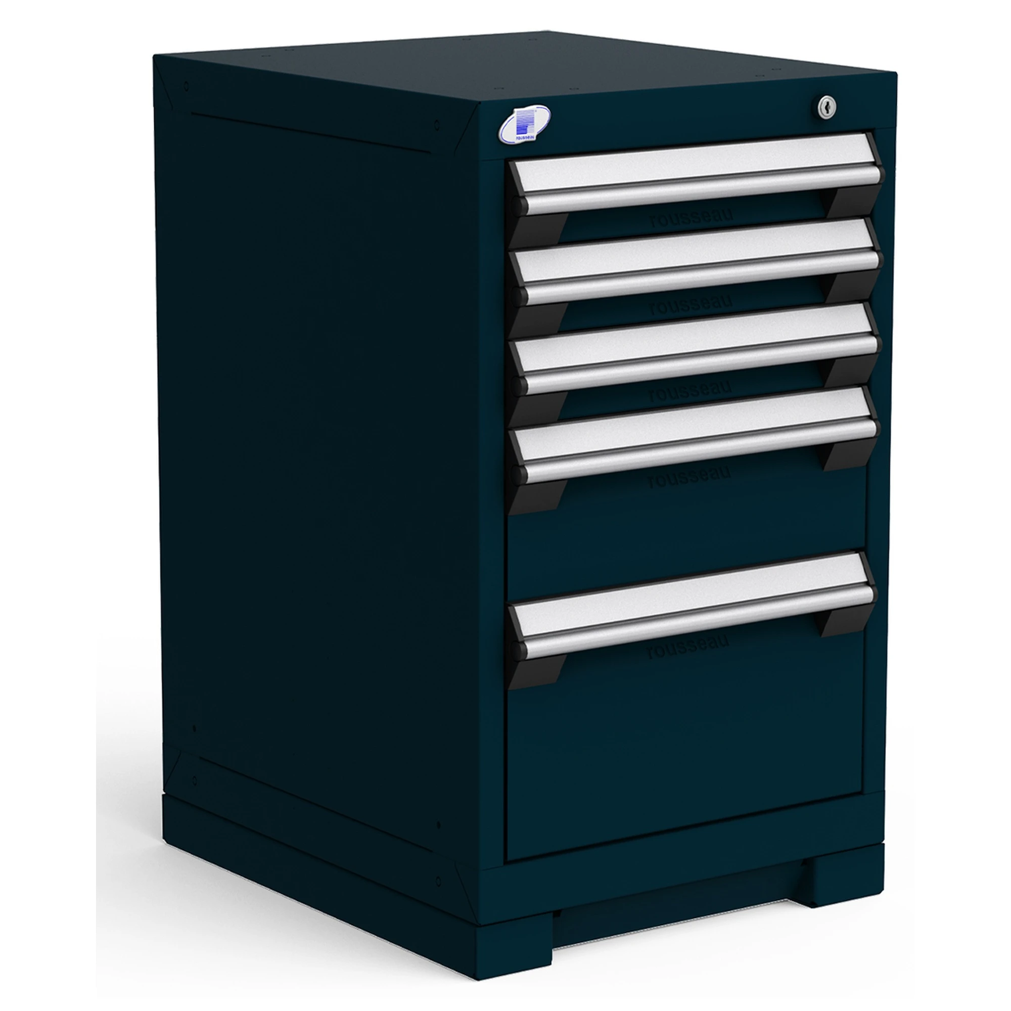 5-Drawer Heavy-Duty Modular Cabinet, 18"W x 21"D x 30"H - With Dividers - Midnight Blue