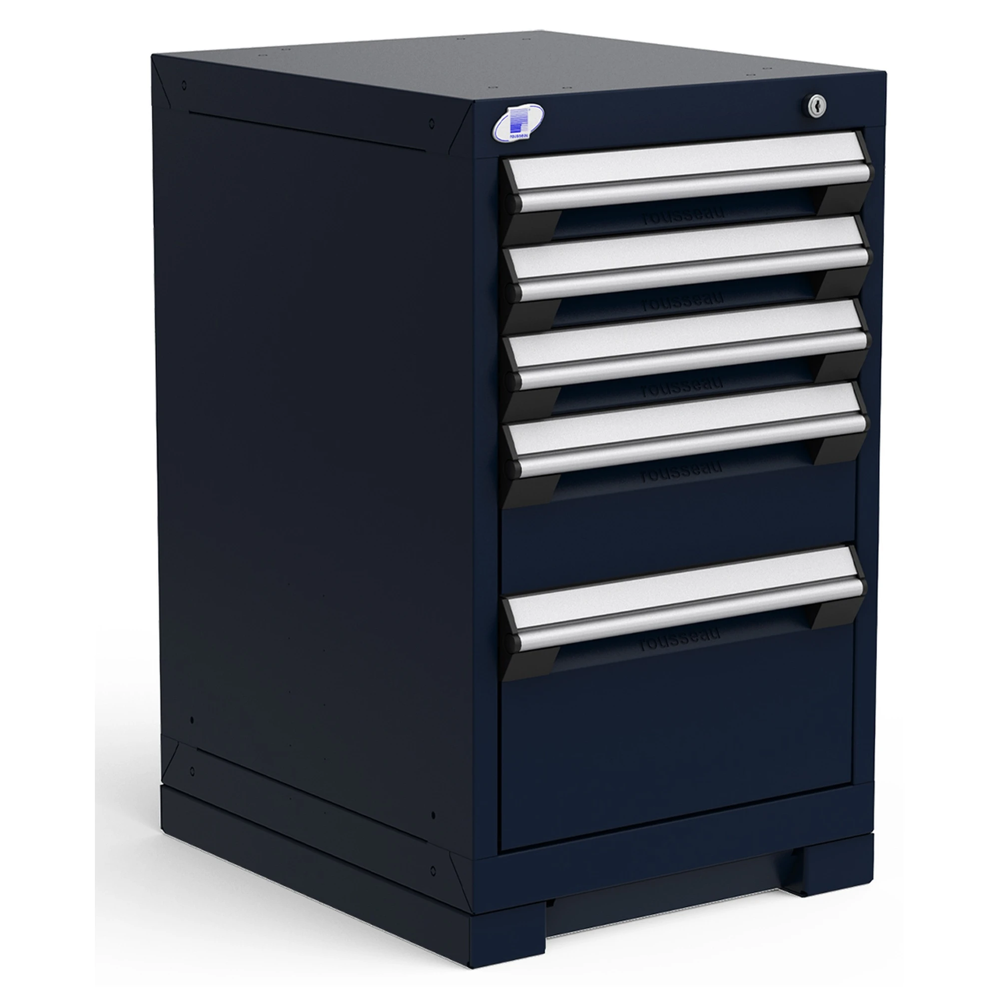 5-Drawer Heavy-Duty Modular Cabinet, 18"W x 21"D x 30"H - With Dividers - Glossy Sapphire Blue