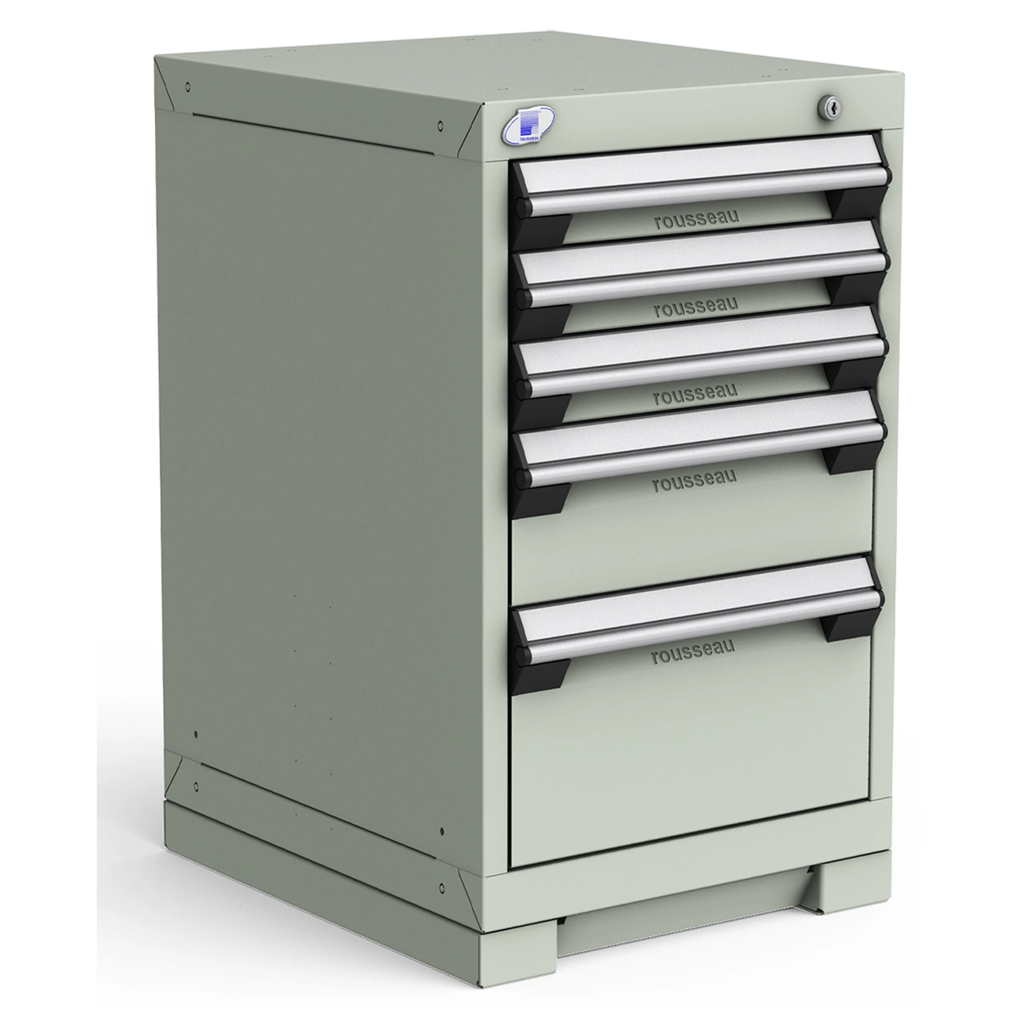 5-Drawer Heavy-Duty Modular Cabinet, 18"W x 21"D x 30"H - With Dividers - Light Gray