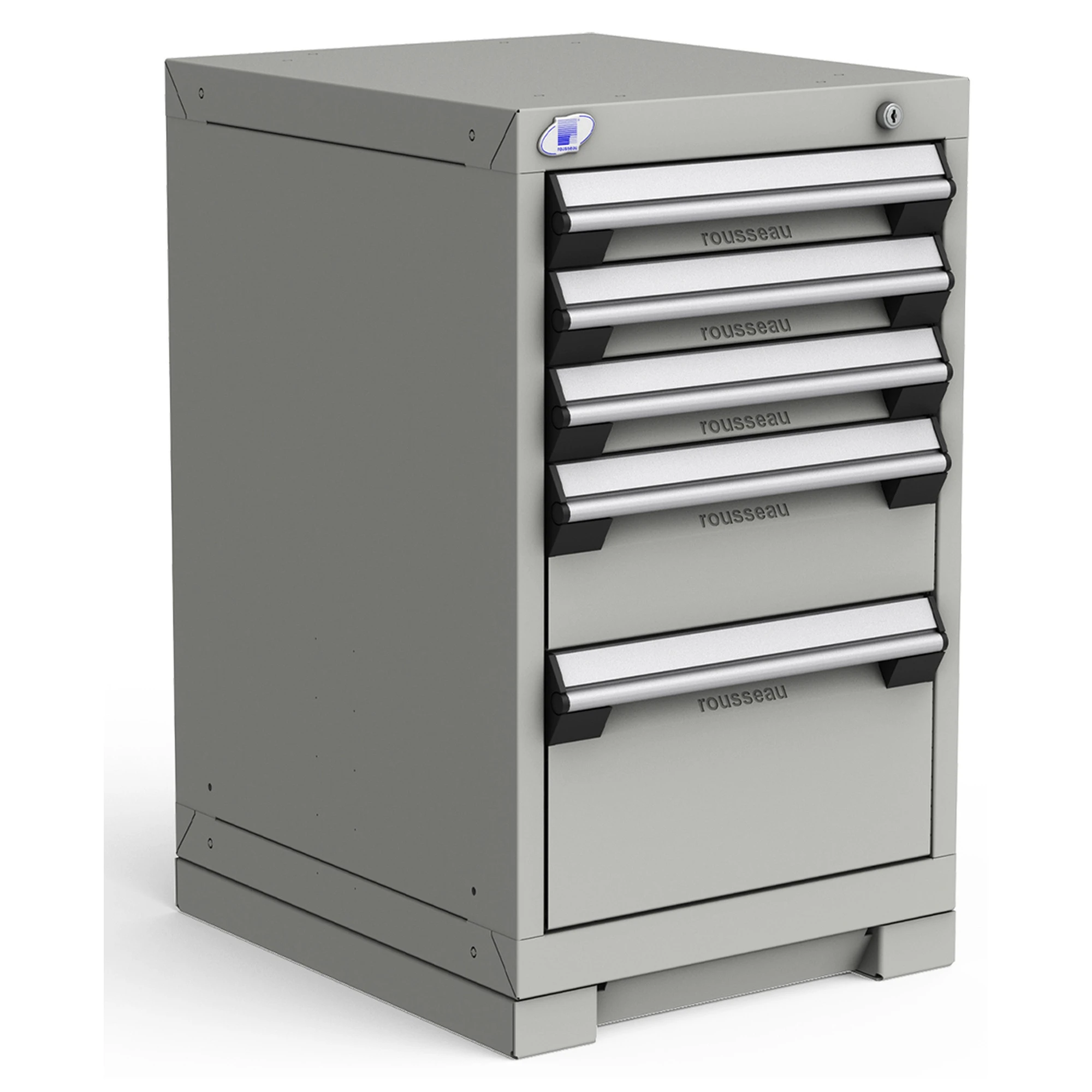 5-Drawer Heavy-Duty Modular Cabinet, 18"W x 21"D x 30"H - With Dividers - Modern Gray