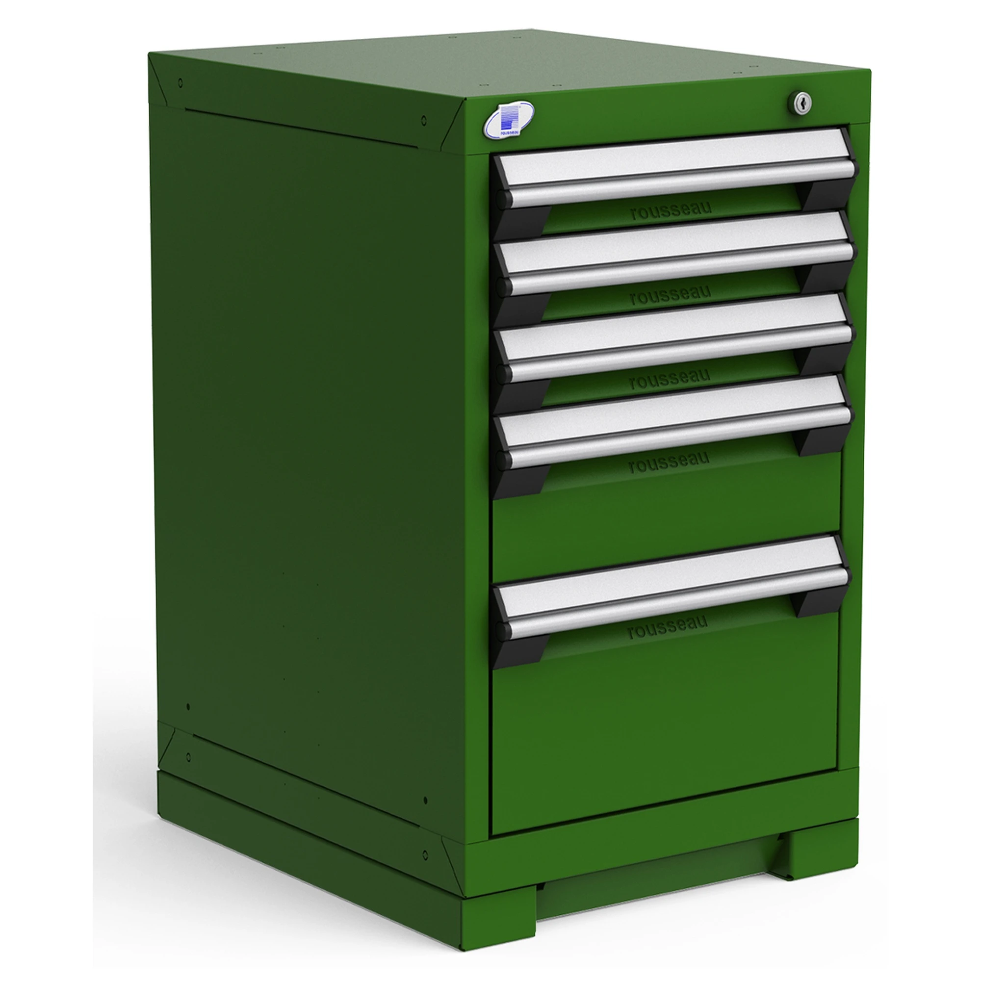 5-Drawer Heavy-Duty Modular Cabinet, 18"W x 21"D x 30"H - With Dividers - Glossy EverGreen