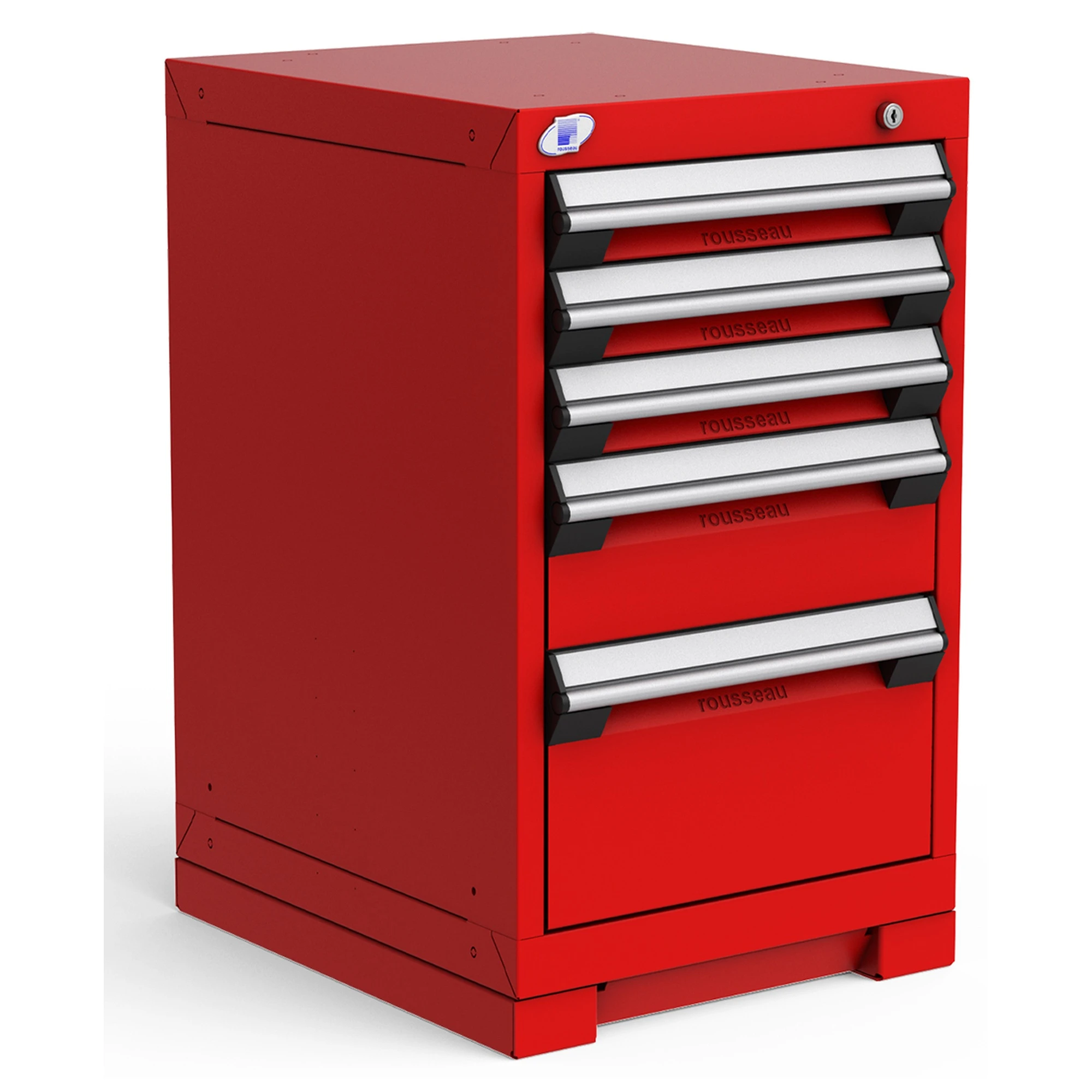 5-Drawer Heavy-Duty Modular Cabinet, 18"W x 21"D x 30"H - With Dividers - Flame Red