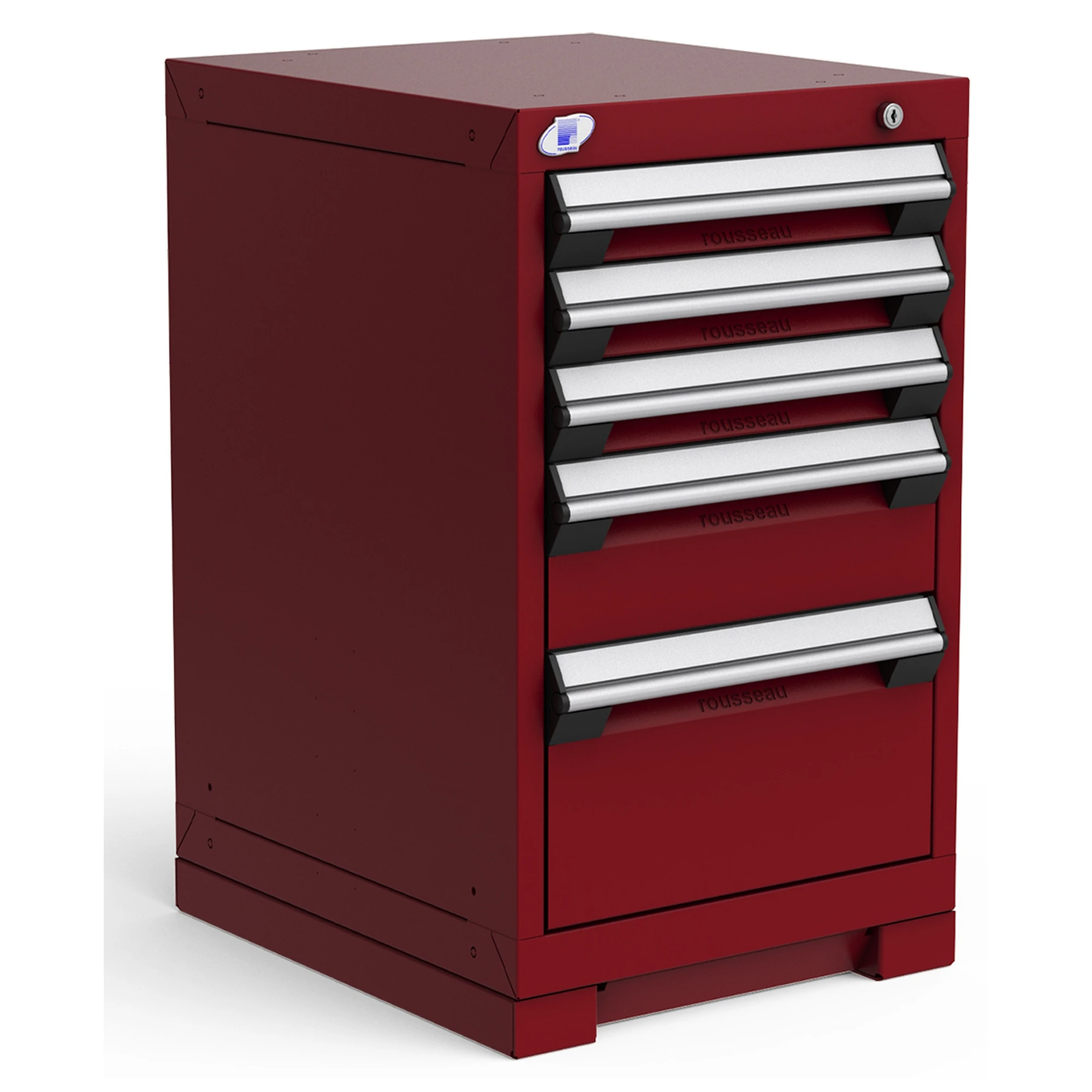 5-Drawer Heavy-Duty Modular Cabinet, 18"W x 21"D x 30"H - With Dividers - Glossy Cranberry Red