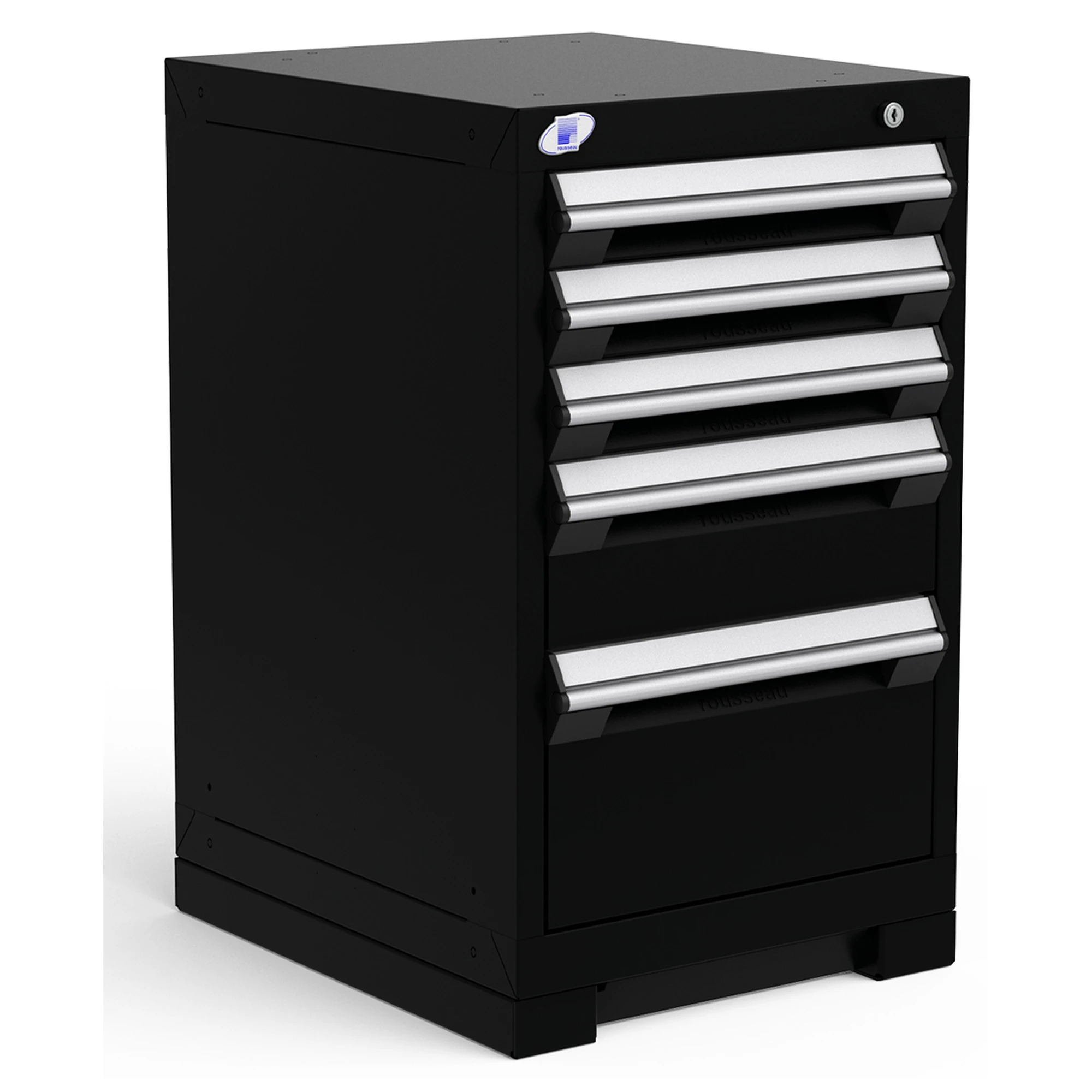 5-Drawer Heavy-Duty Modular Cabinet, 18"W x 21"D x 30"H - With Dividers - Glossy Black