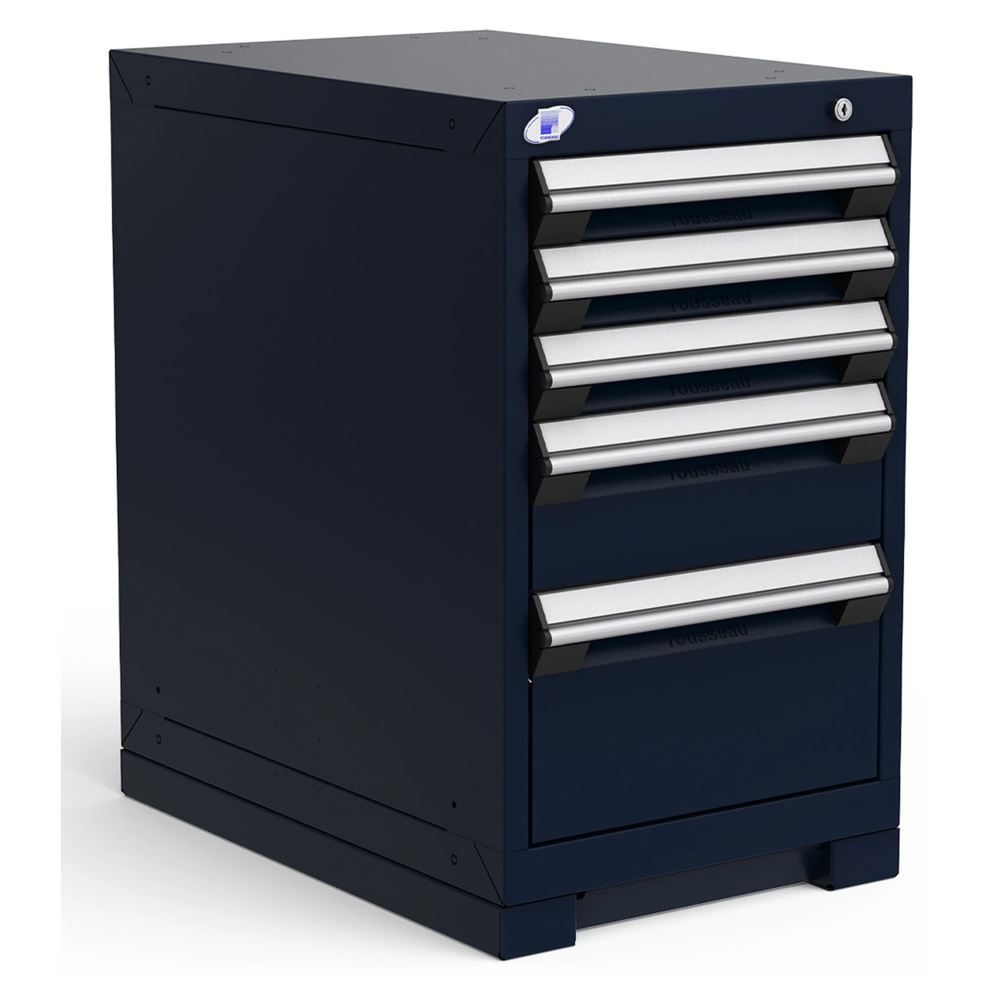 5-Drawer Heavy-Duty Modular Cabinet, 18"W x 27"D x 30"H - With Dividers - Glossy Sapphire Blue