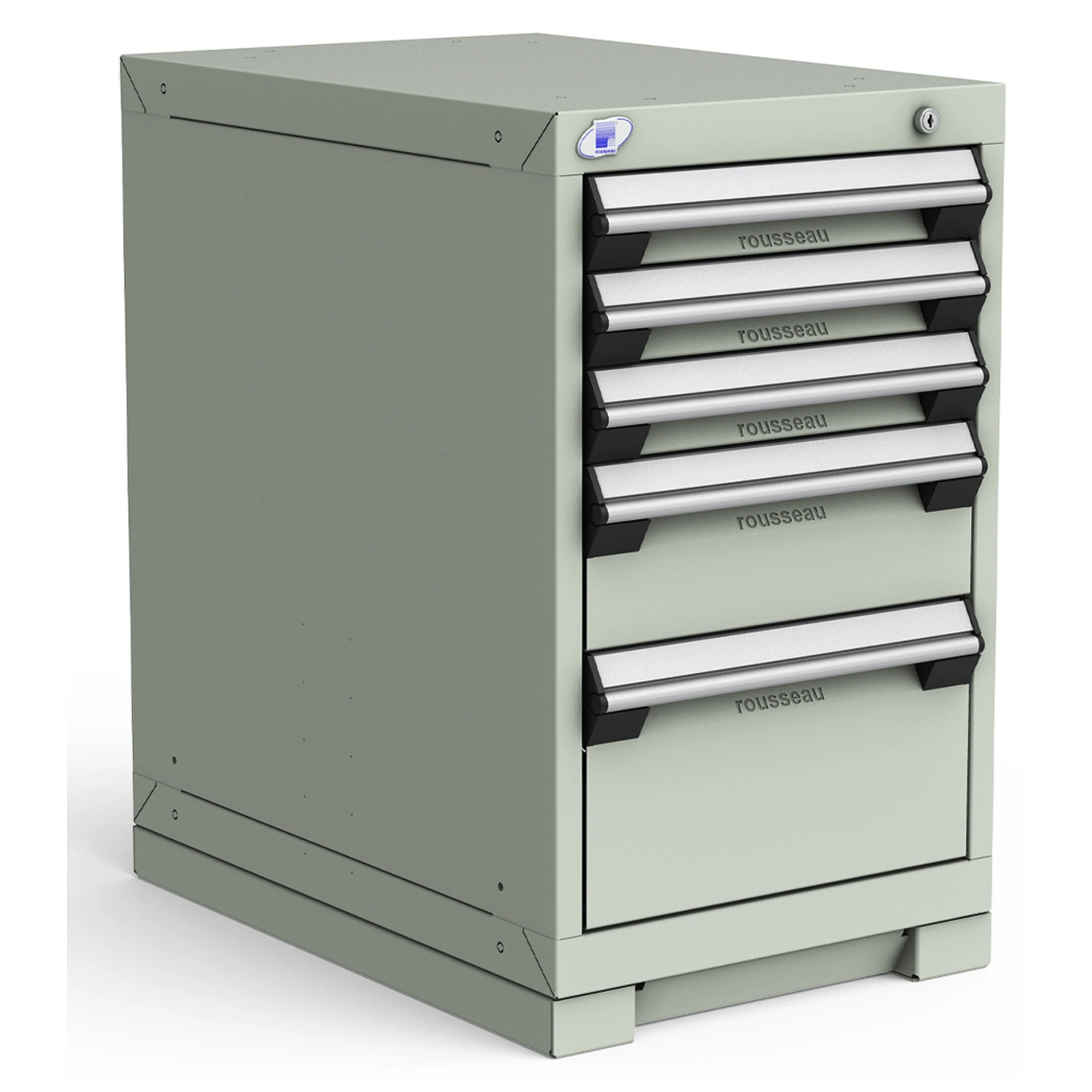 5-Drawer Heavy-Duty Modular Cabinet, 18"W x 27"D x 30"H - With Dividers - Light Gray