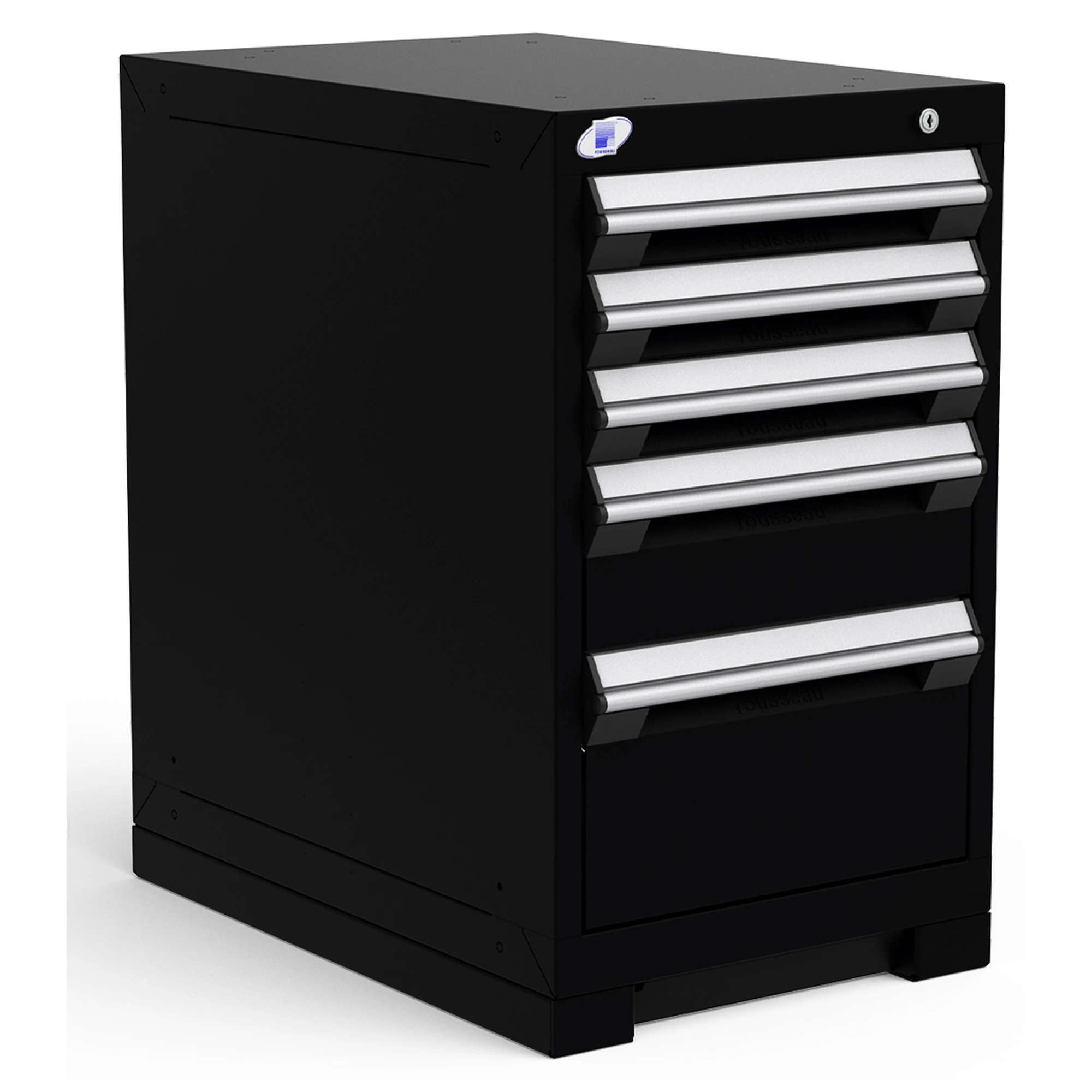 5-Drawer Heavy-Duty Modular Cabinet, 18"W x 27"D x 30"H - With Dividers - Black