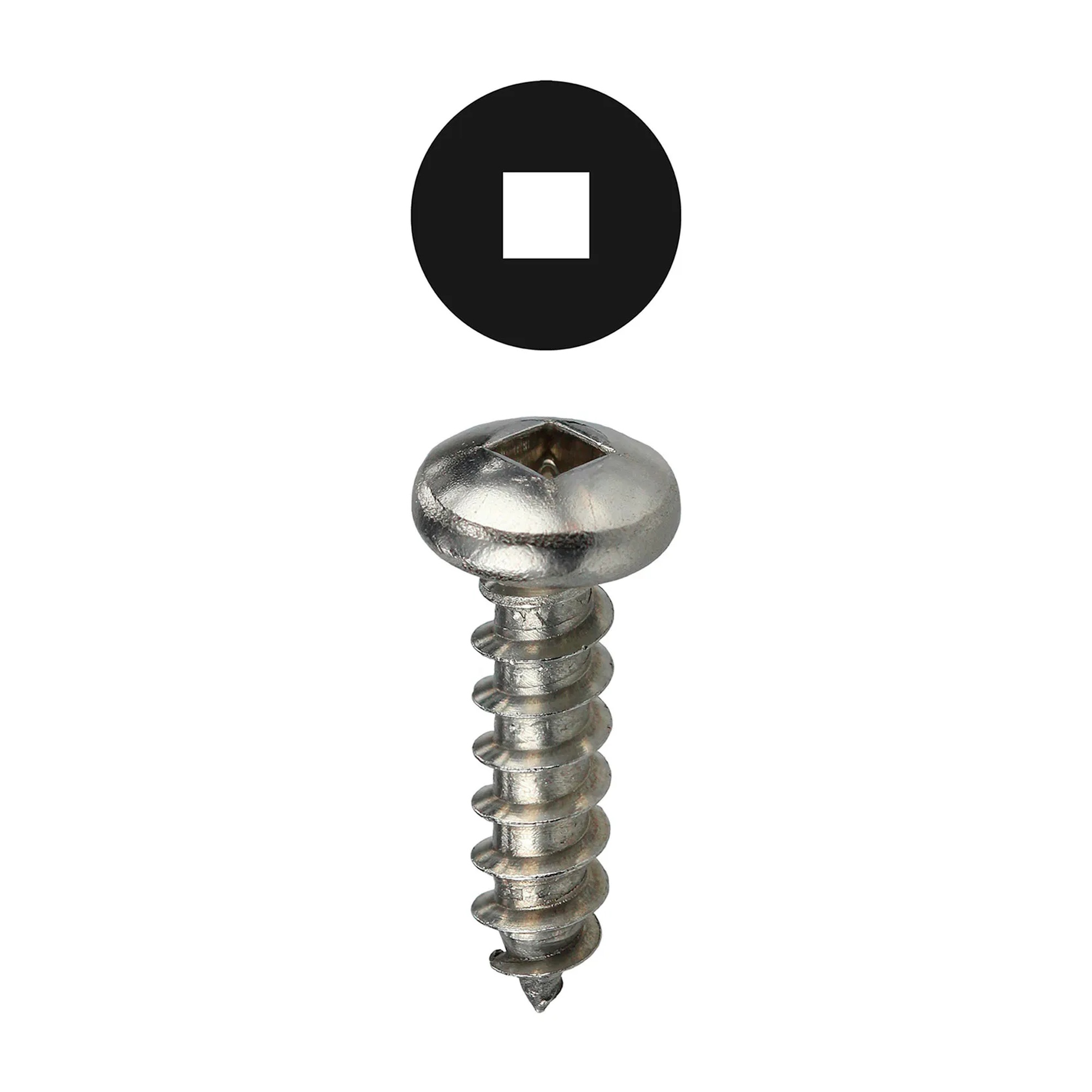 Stainless Steel Square Pan Head Sheet Metal Screws, #10 x 1-1/2 in., 100 Pack