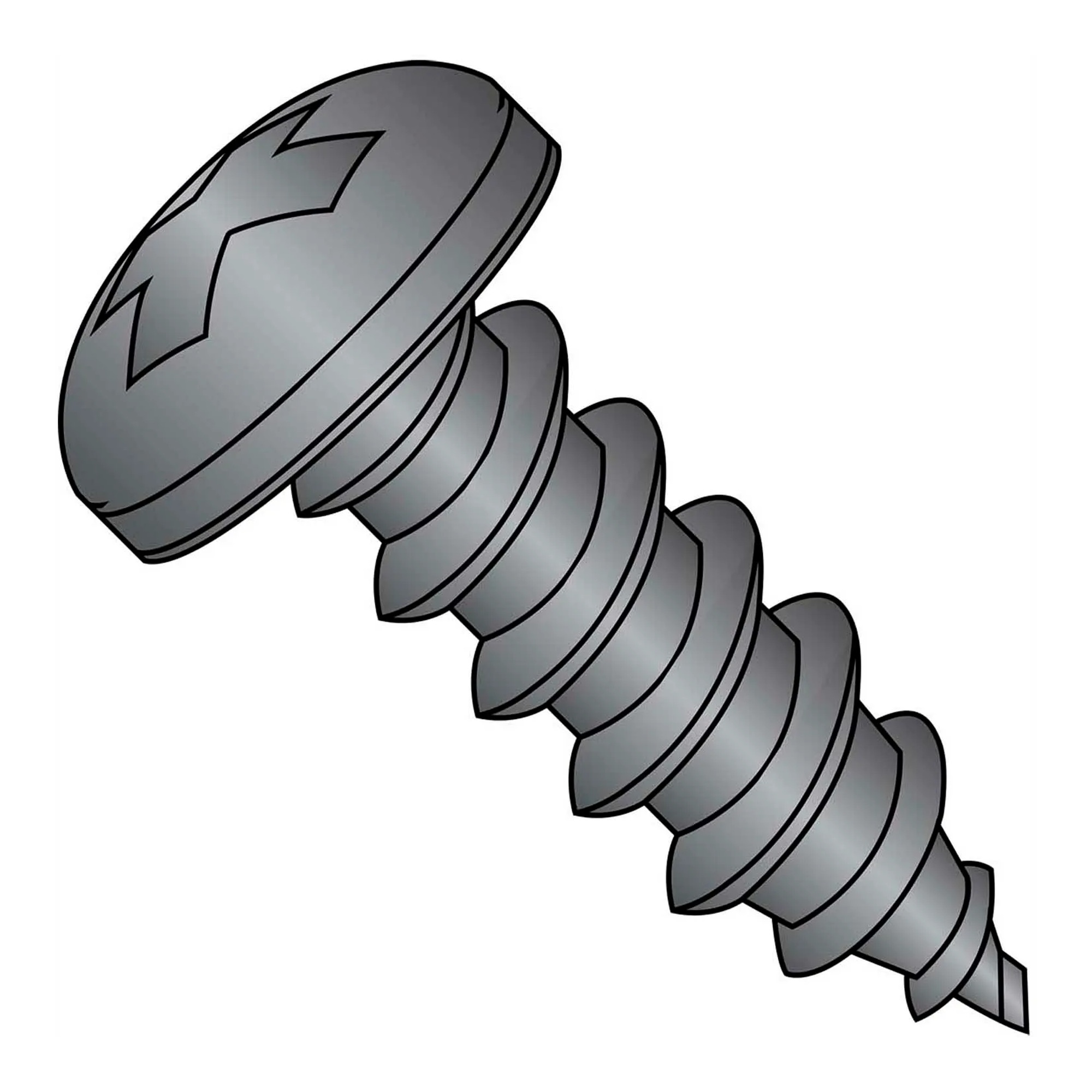 #8 x 1 in. Phillips Pan Head Type A Self-Tapping Screws, Black Oxide, 5,000-Pack