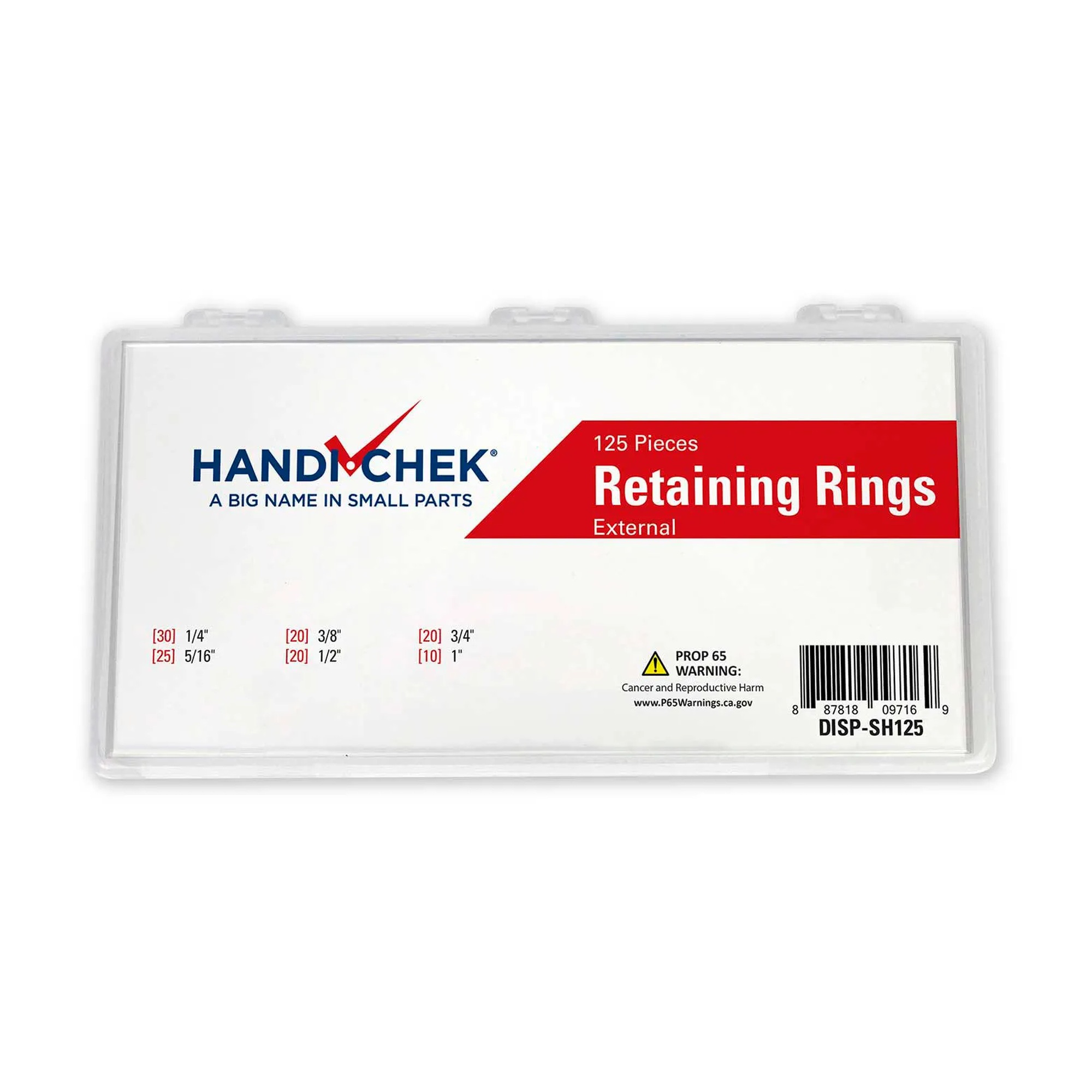 125-Piece External Retaining Ring Assortment