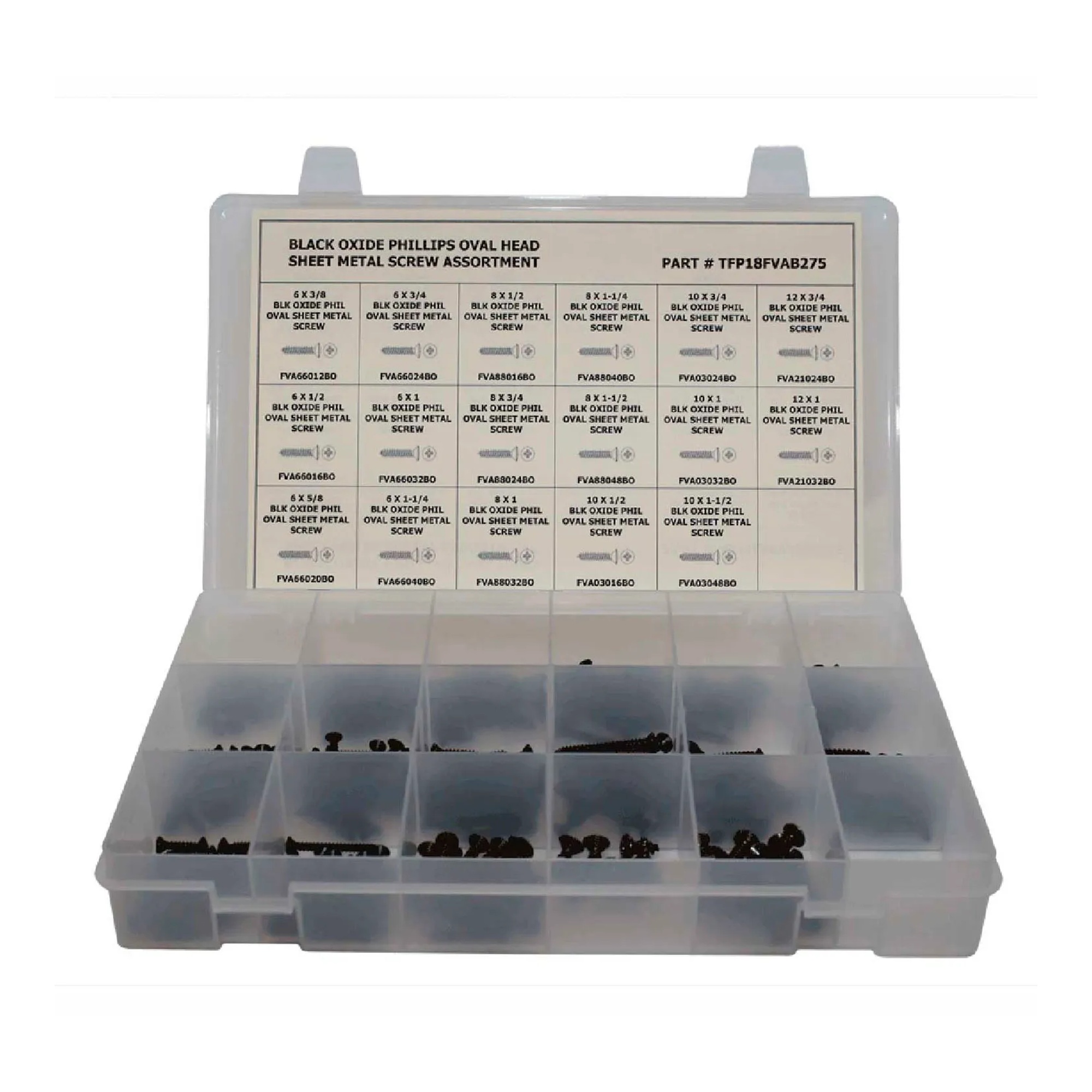 275-Piece Black Oxide Phillips Oval Head Sheet Metal Screw Assortment